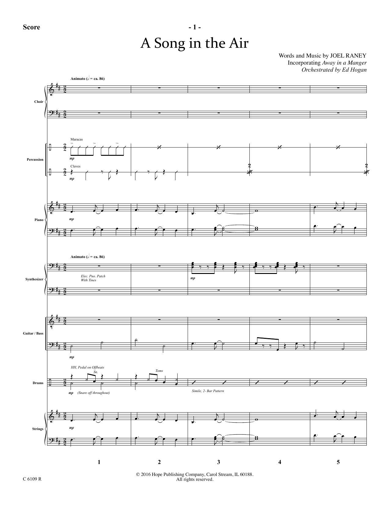 Download Joel Raney A Song In The Air - Full Score Sheet Music and learn how to play Choir Instrumental Pak PDF digital score in minutes
