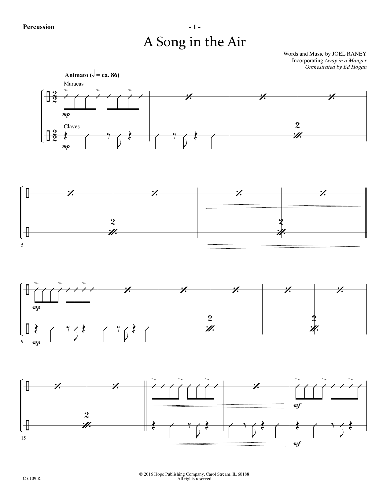 Download Joel Raney A Song In The Air - Percussion Sheet Music and learn how to play Choir Instrumental Pak PDF digital score in minutes