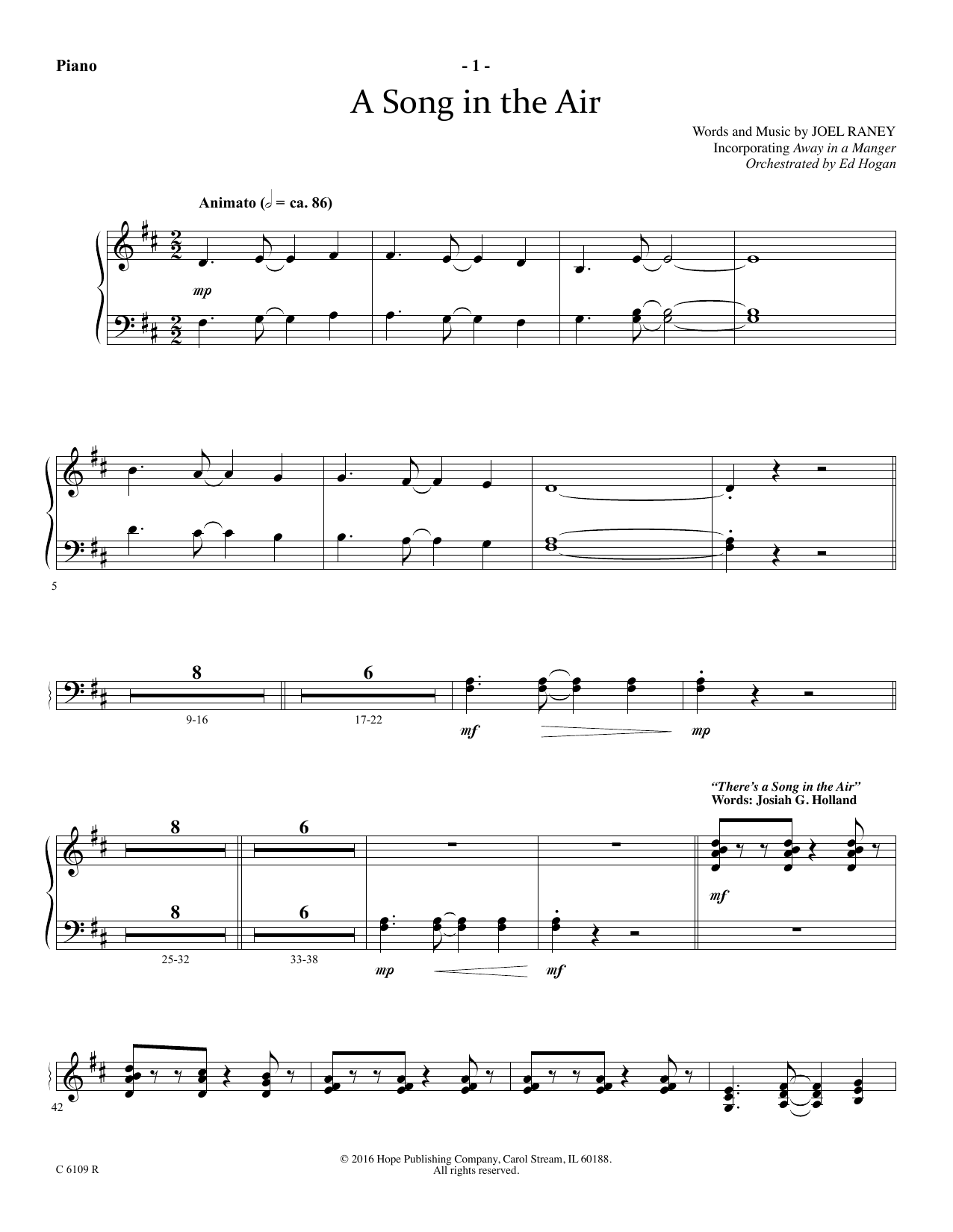 Download Joel Raney A Song In The Air - Piano Sheet Music and learn how to play Choir Instrumental Pak PDF digital score in minutes