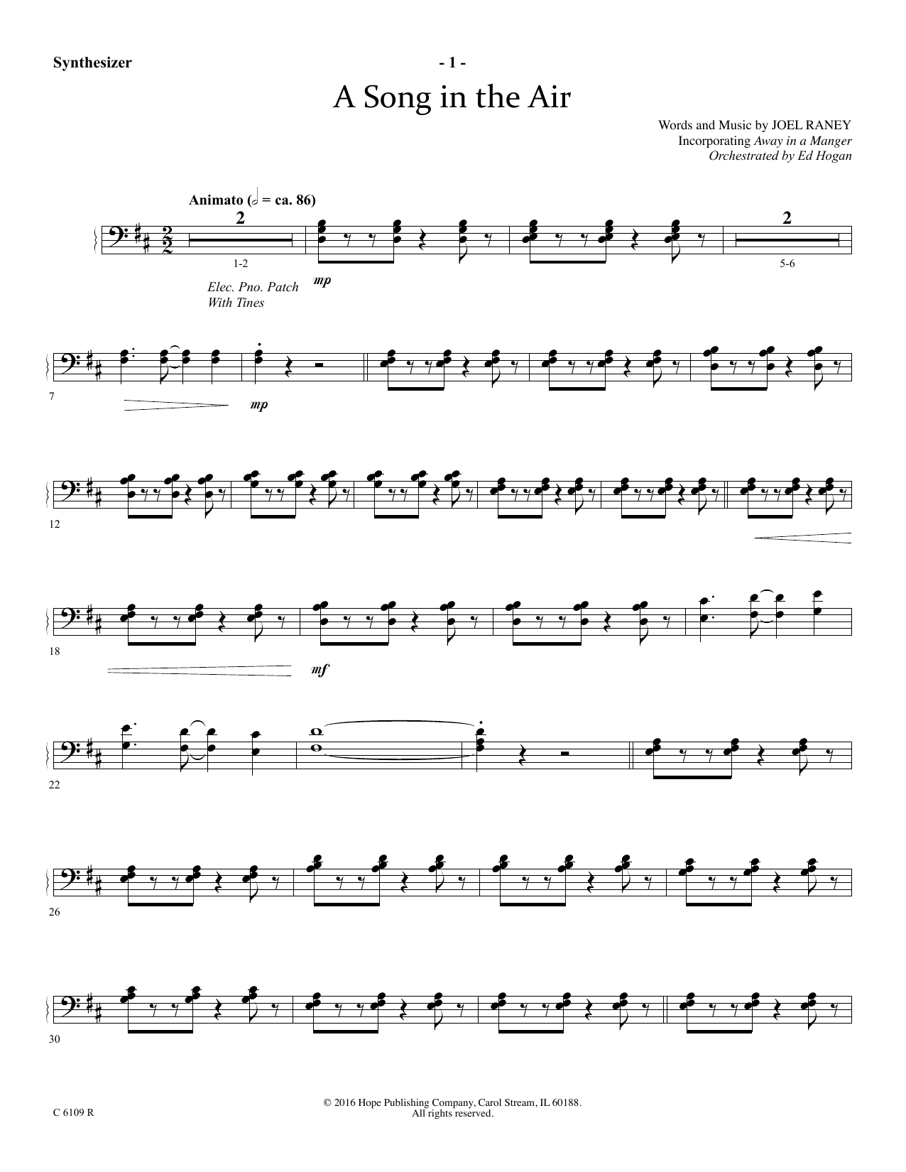 Download Joel Raney A Song In The Air - Synthesizer Sheet Music and learn how to play Choir Instrumental Pak PDF digital score in minutes