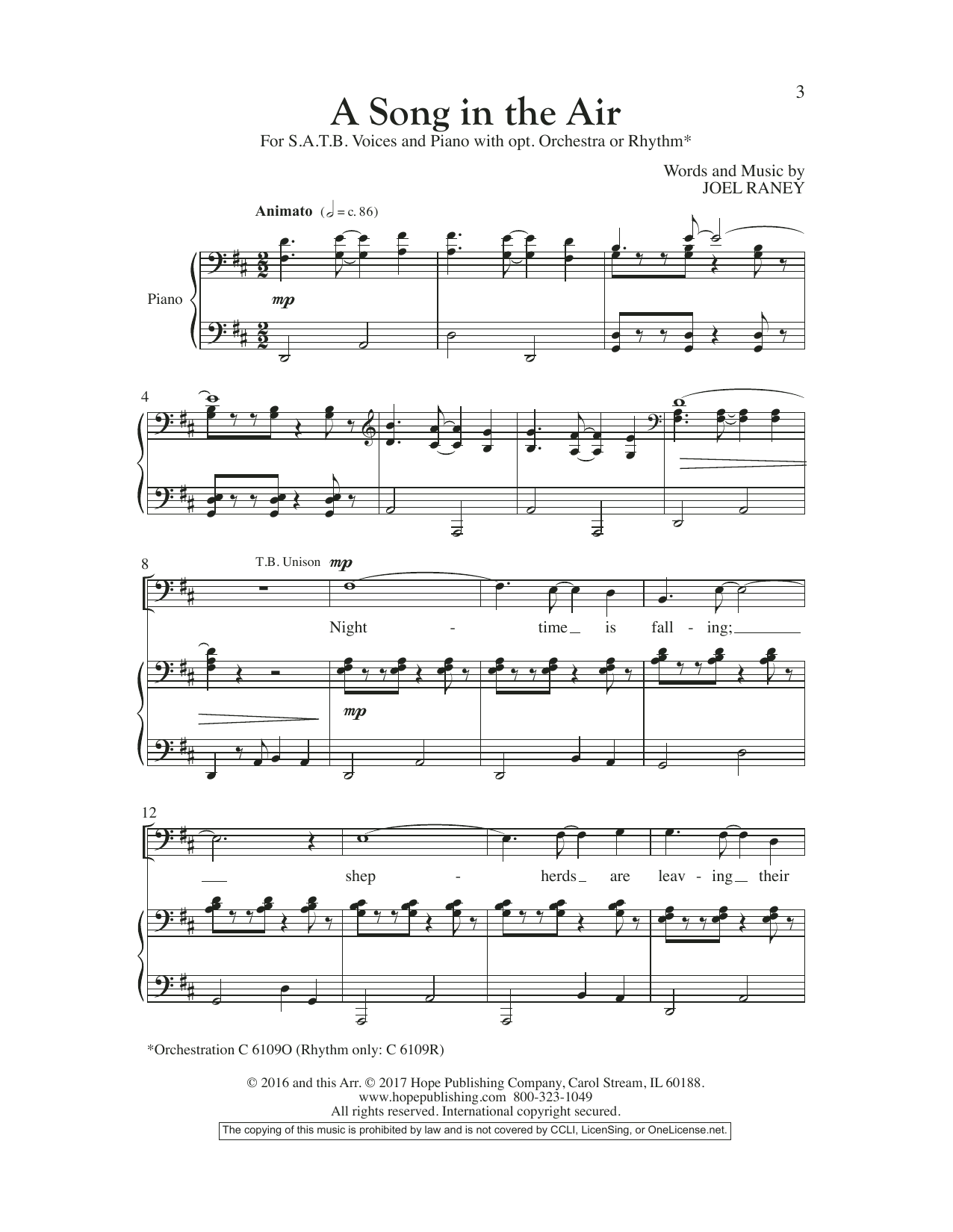 Download Joel Raney A Song In The Air Sheet Music and learn how to play SATB Choir PDF digital score in minutes