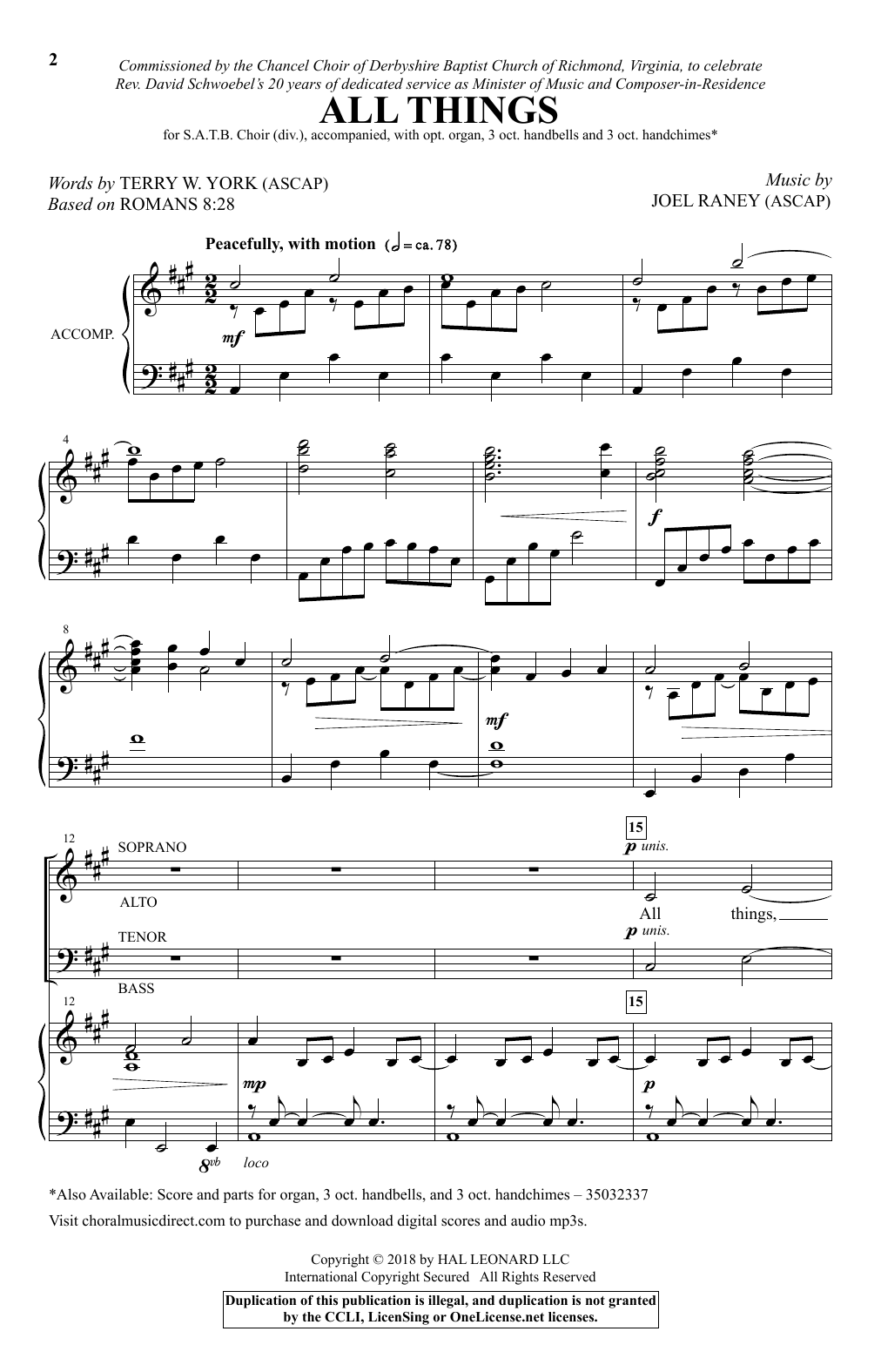 Download Joel Raney All Things Sheet Music and learn how to play SATB Choir PDF digital score in minutes