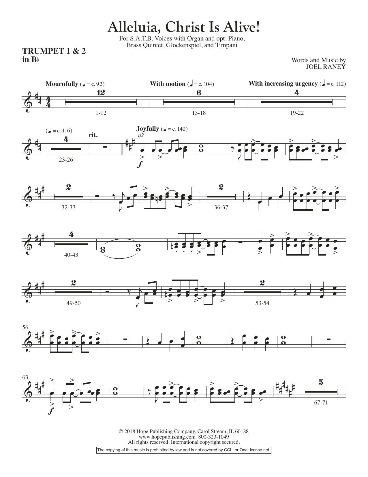 Download Joel Raney Alleluia, Christ Is Alive! - Bb Trumpet 1 & 2 Sheet Music and learn how to play Choir Instrumental Pak PDF digital score in minutes