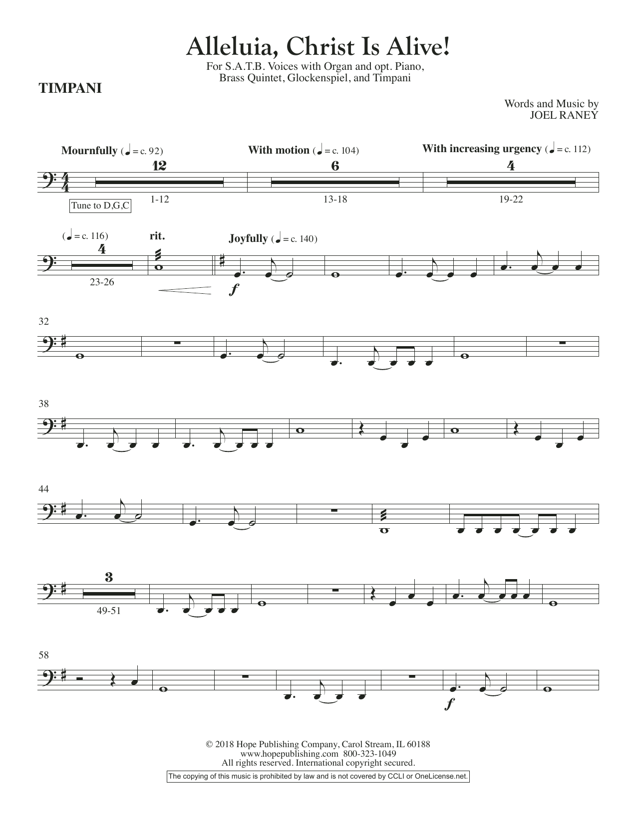 Download Joel Raney Alleluia, Christ Is Alive! - Timpani Sheet Music and learn how to play Choir Instrumental Pak PDF digital score in minutes