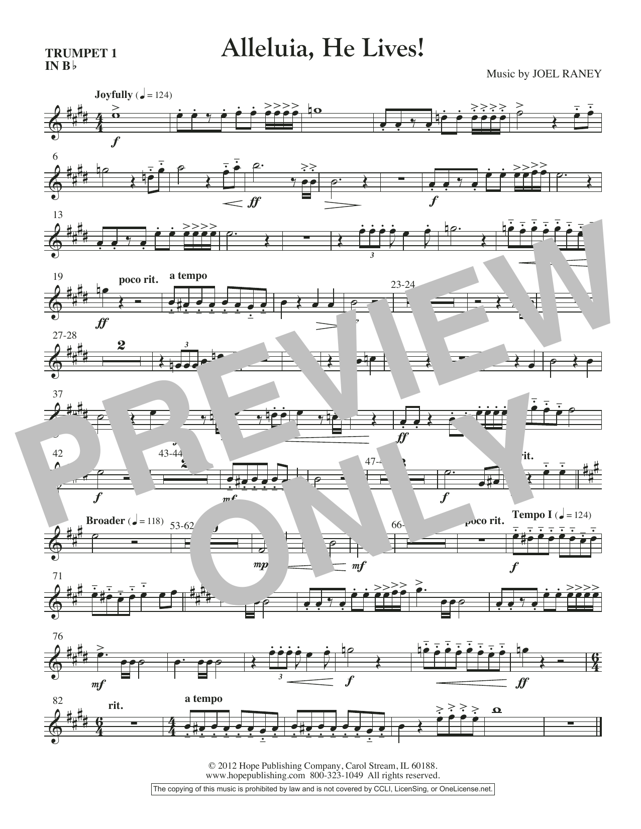 Download Joel Raney Alleluia, He Lives - Trumpet 1 Sheet Music and learn how to play Choir Instrumental Pak PDF digital score in minutes