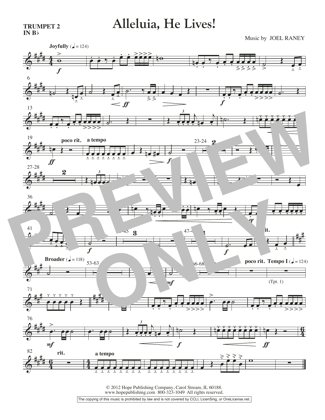 Download Joel Raney Alleluia, He Lives - Trumpet 2 Sheet Music and learn how to play Choir Instrumental Pak PDF digital score in minutes