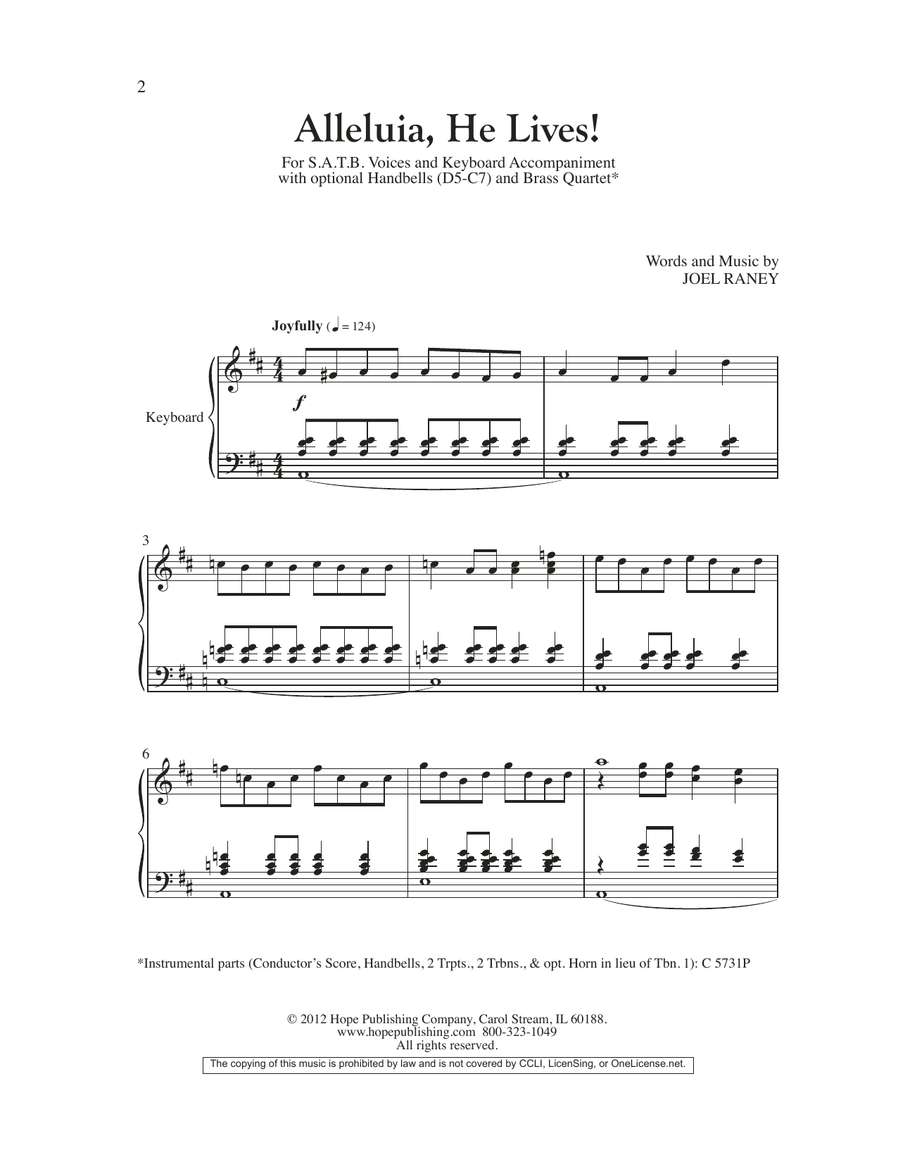 Download Joel Raney Alleluia, He Lives Sheet Music and learn how to play SATB Choir PDF digital score in minutes