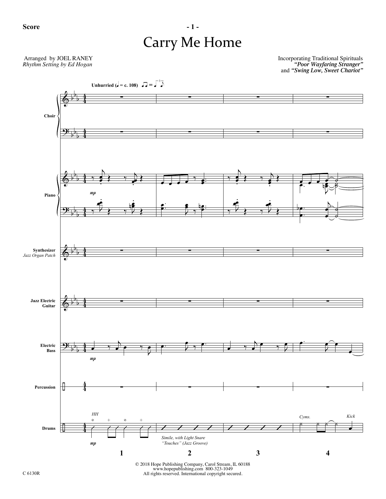 Download Joel Raney Carry Me Home - Full Score Sheet Music and learn how to play Choir Instrumental Pak PDF digital score in minutes