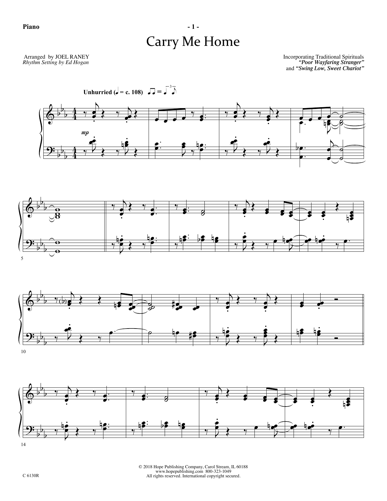 Download Joel Raney Carry Me Home - Piano Sheet Music and learn how to play Choir Instrumental Pak PDF digital score in minutes