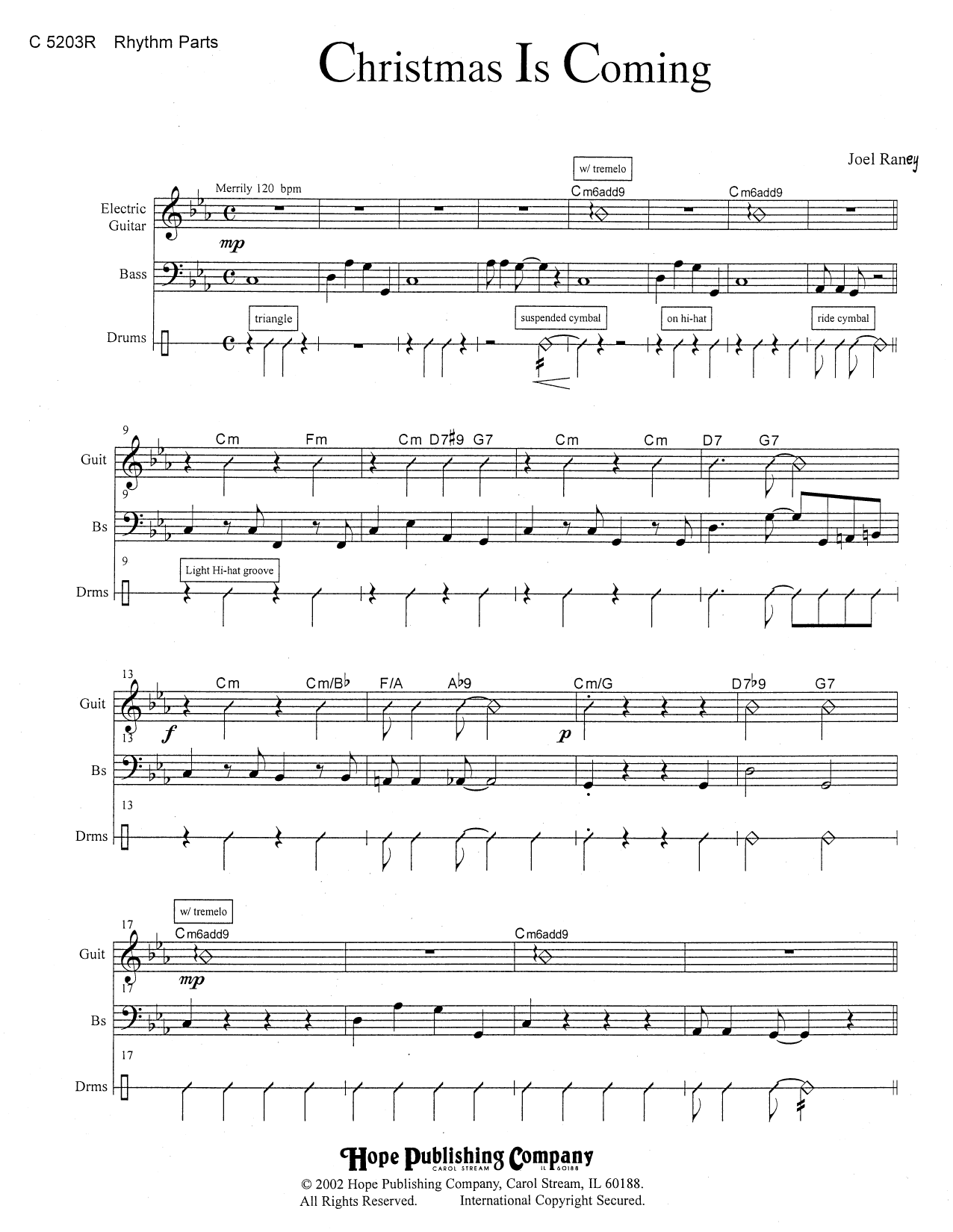 Download Joel Raney Christmas Is Coming - Rhythm Sheet Music and learn how to play Choir Instrumental Pak PDF digital score in minutes