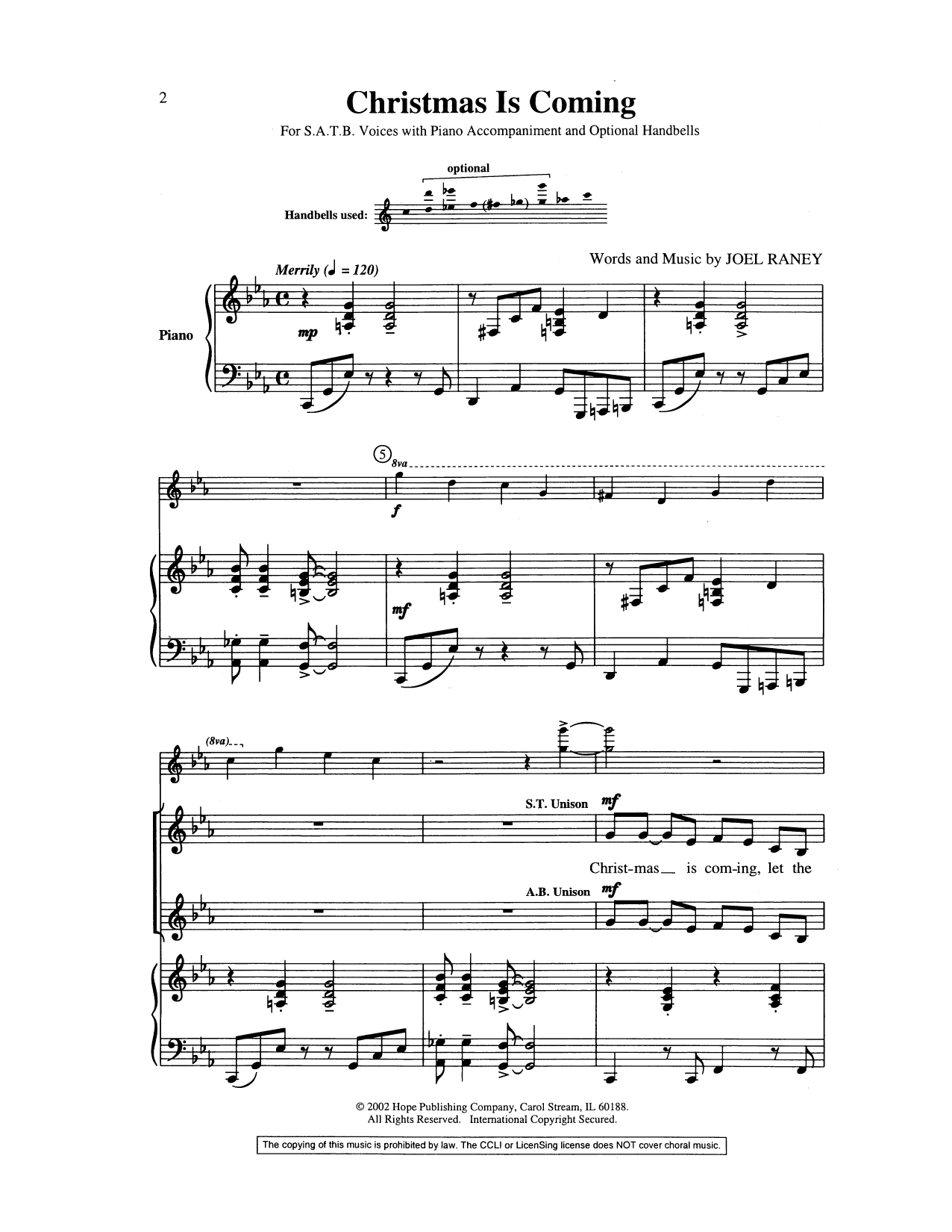 Download Joel Raney Christmas Is Coming Sheet Music and learn how to play TTBB Choir PDF digital score in minutes