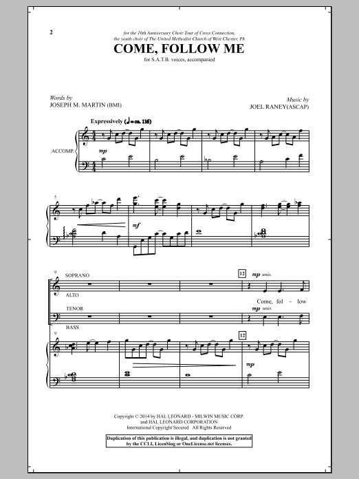 Download Joseph M. Martin Come, Follow Me Sheet Music and learn how to play SATB PDF digital score in minutes
