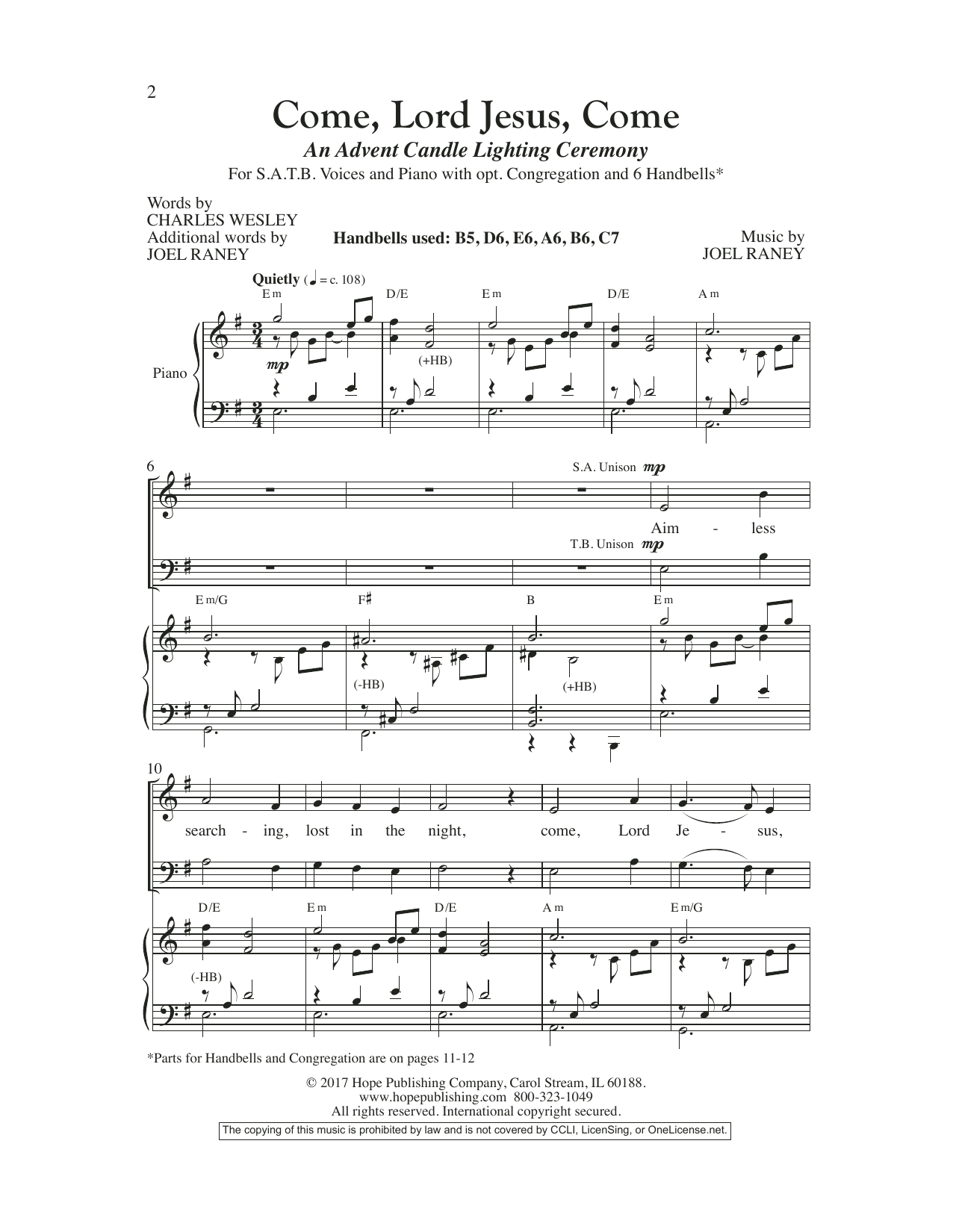 Download Joel Raney Come, Lord Jesus, Come Sheet Music and learn how to play SATB Choir PDF digital score in minutes