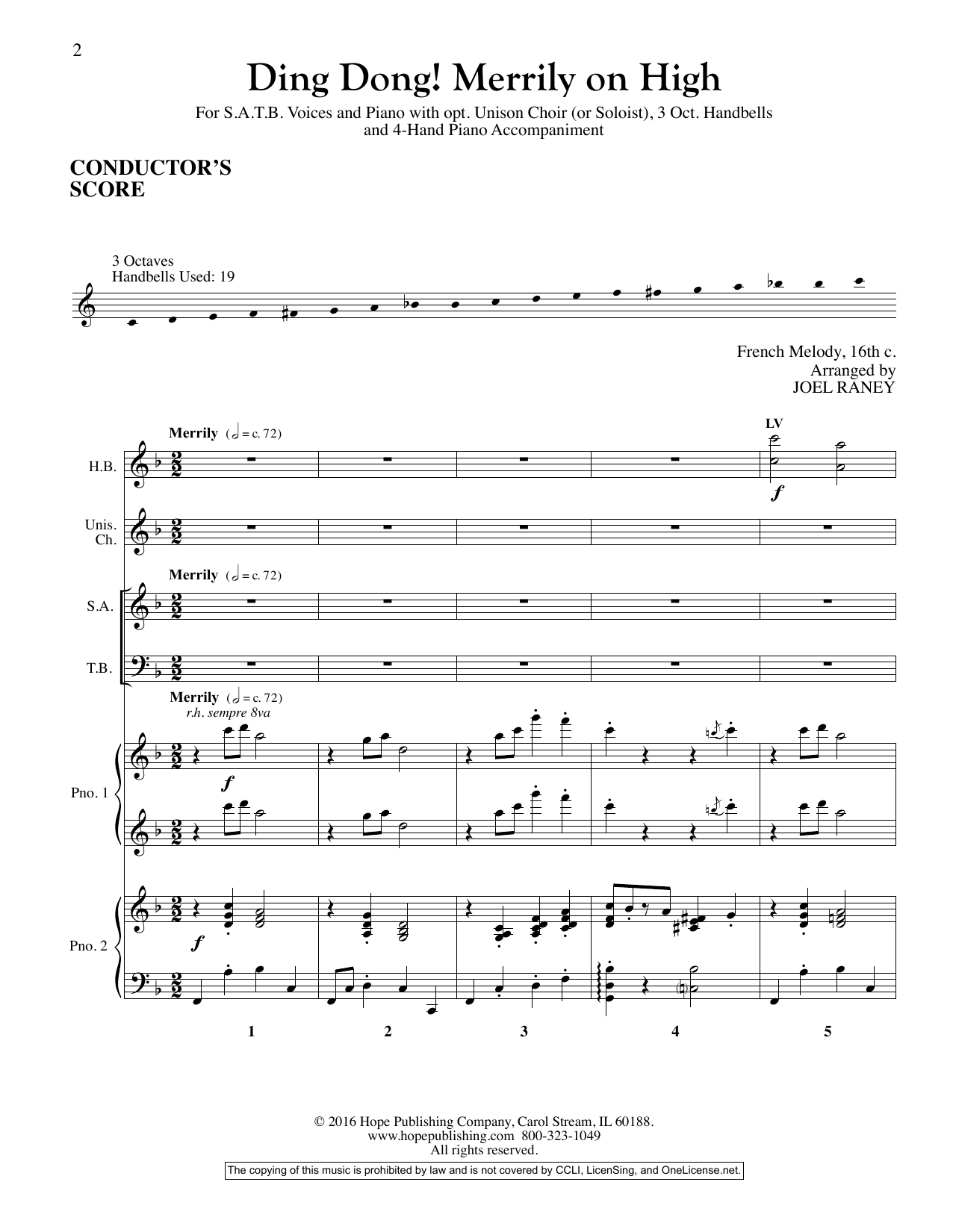 Download Joel Raney Ding Dong! Merrily On High - Full Score Sheet Music and learn how to play Choir Instrumental Pak PDF digital score in minutes