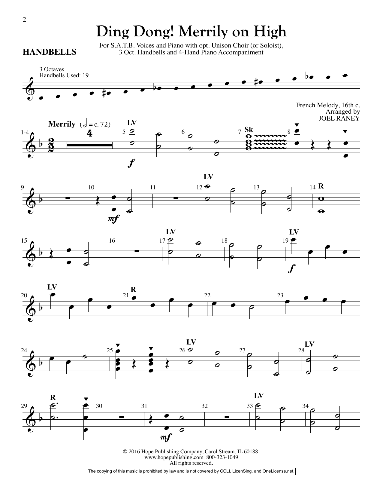 Download Joel Raney Ding Dong! Merrily On High - Handbells Sheet Music and learn how to play Choir Instrumental Pak PDF digital score in minutes