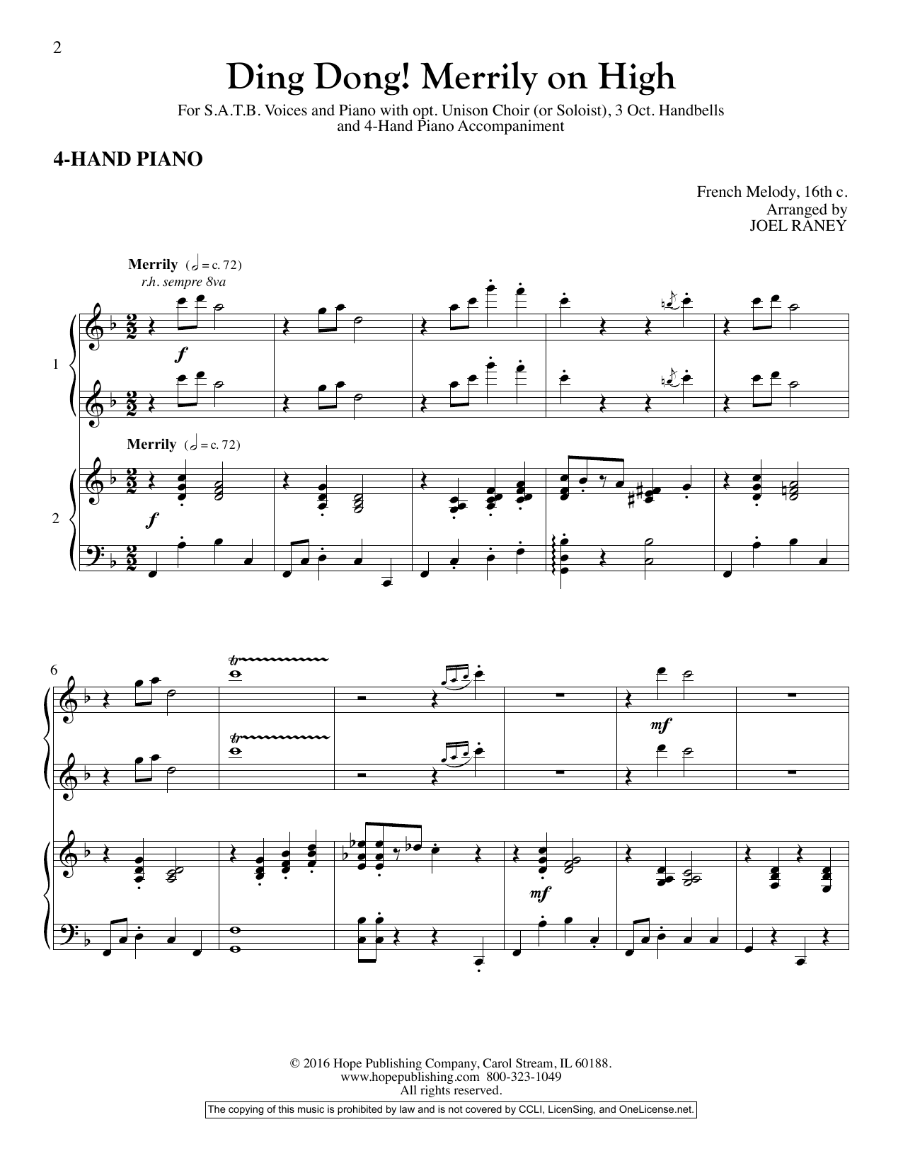 Download Joel Raney Ding Dong! Merrily On High - Piano Accompaniment Sheet Music and learn how to play Choir Instrumental Pak PDF digital score in minutes