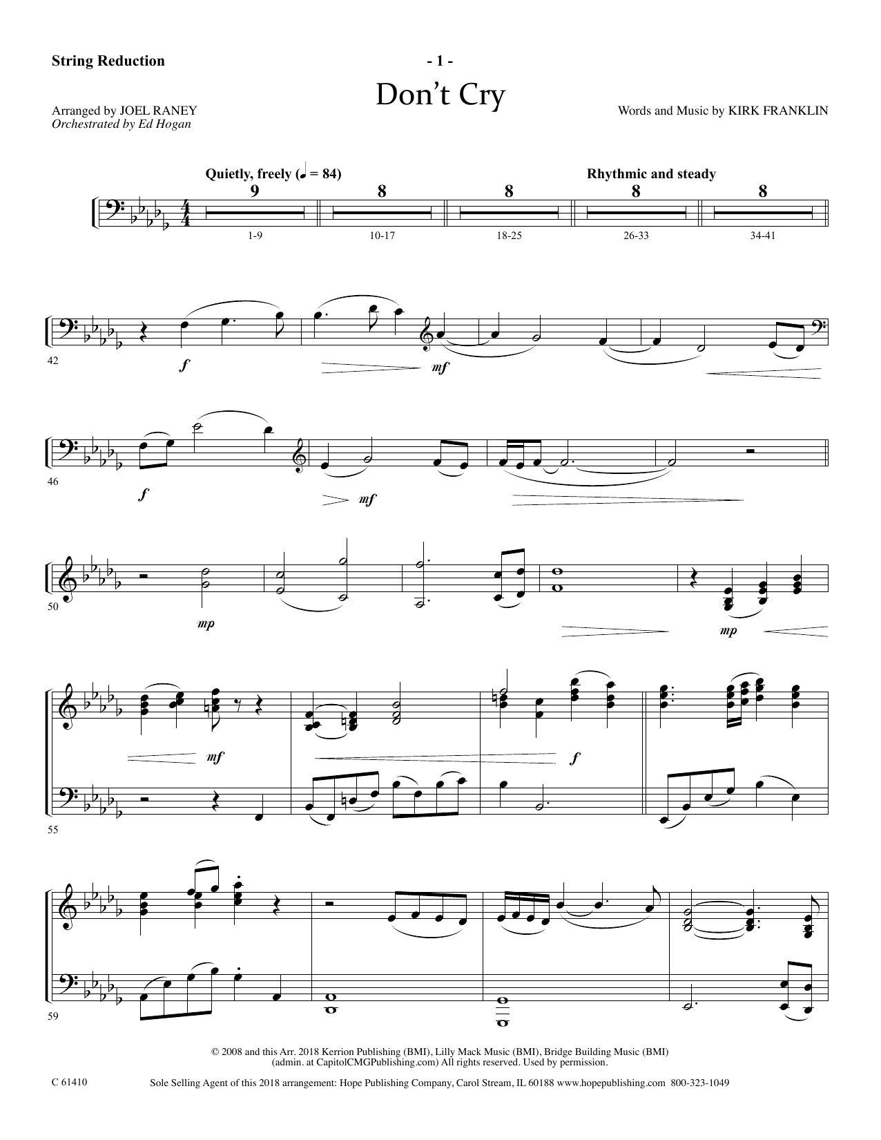 Download Joel Raney Don't Cry - Keyboard String Reduction Sheet Music and learn how to play Choir Instrumental Pak PDF digital score in minutes
