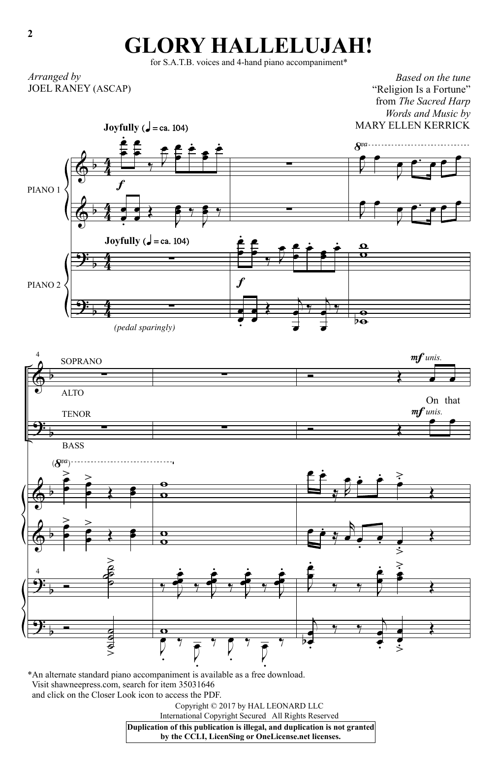 Download Joel Raney Glory Hallelujah! Sheet Music and learn how to play SATB PDF digital score in minutes