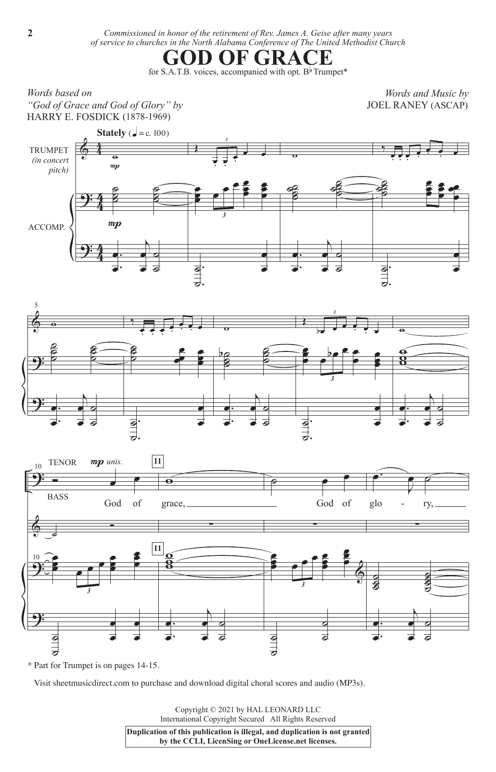 Download Joel Raney God Of Grace Sheet Music and learn how to play SATB Choir PDF digital score in minutes