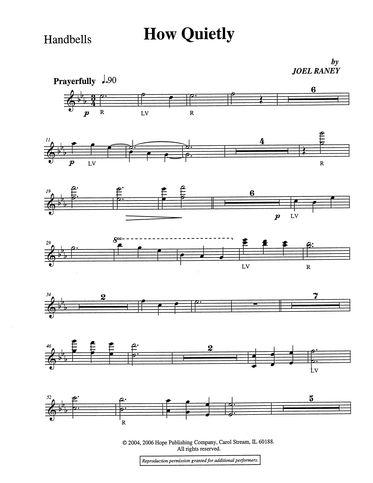 Download Joel Raney How Quietly - Handbells Sheet Music and learn how to play Choir Instrumental Pak PDF digital score in minutes