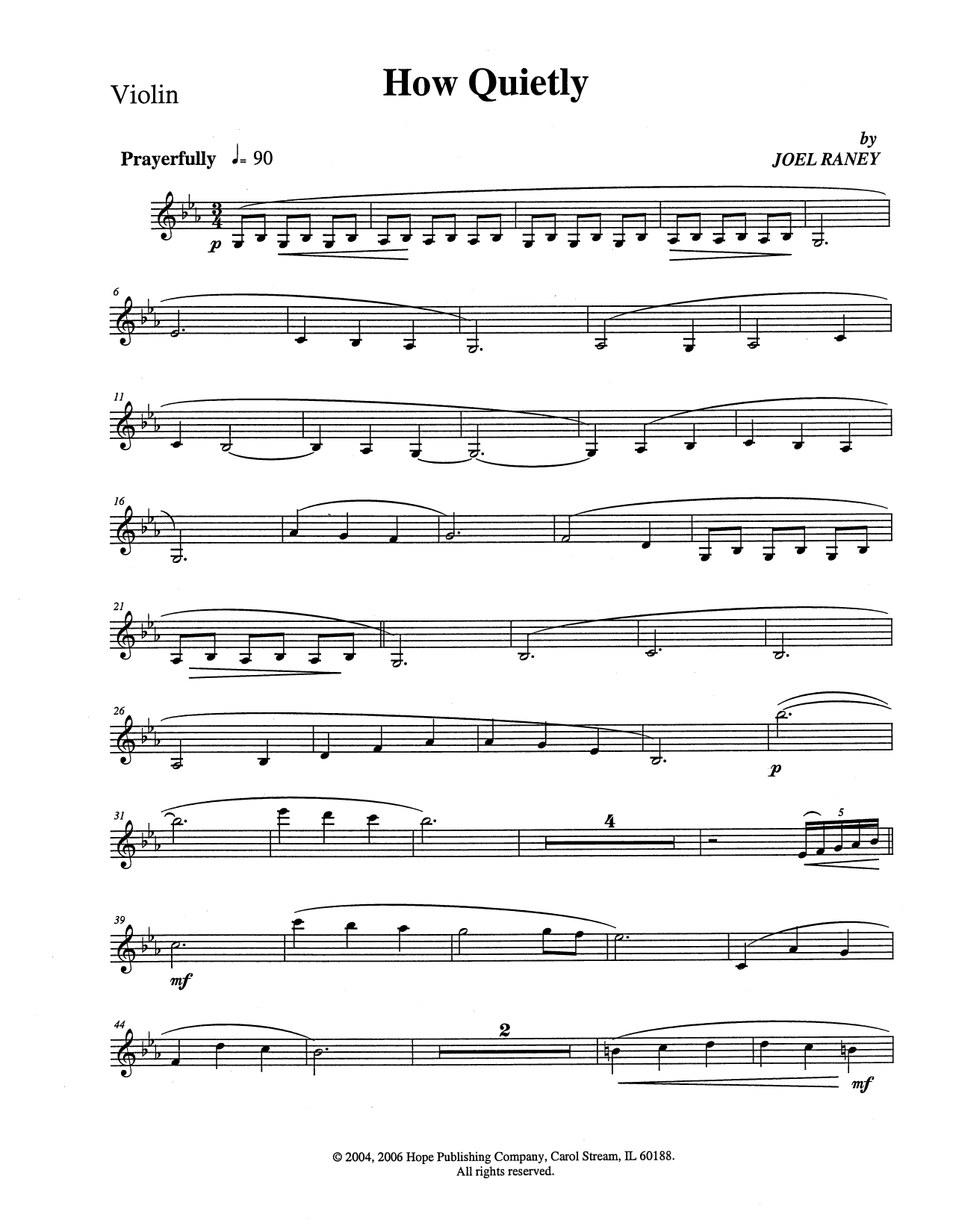 Download Joel Raney How Quietly - Violin Sheet Music and learn how to play Choir Instrumental Pak PDF digital score in minutes