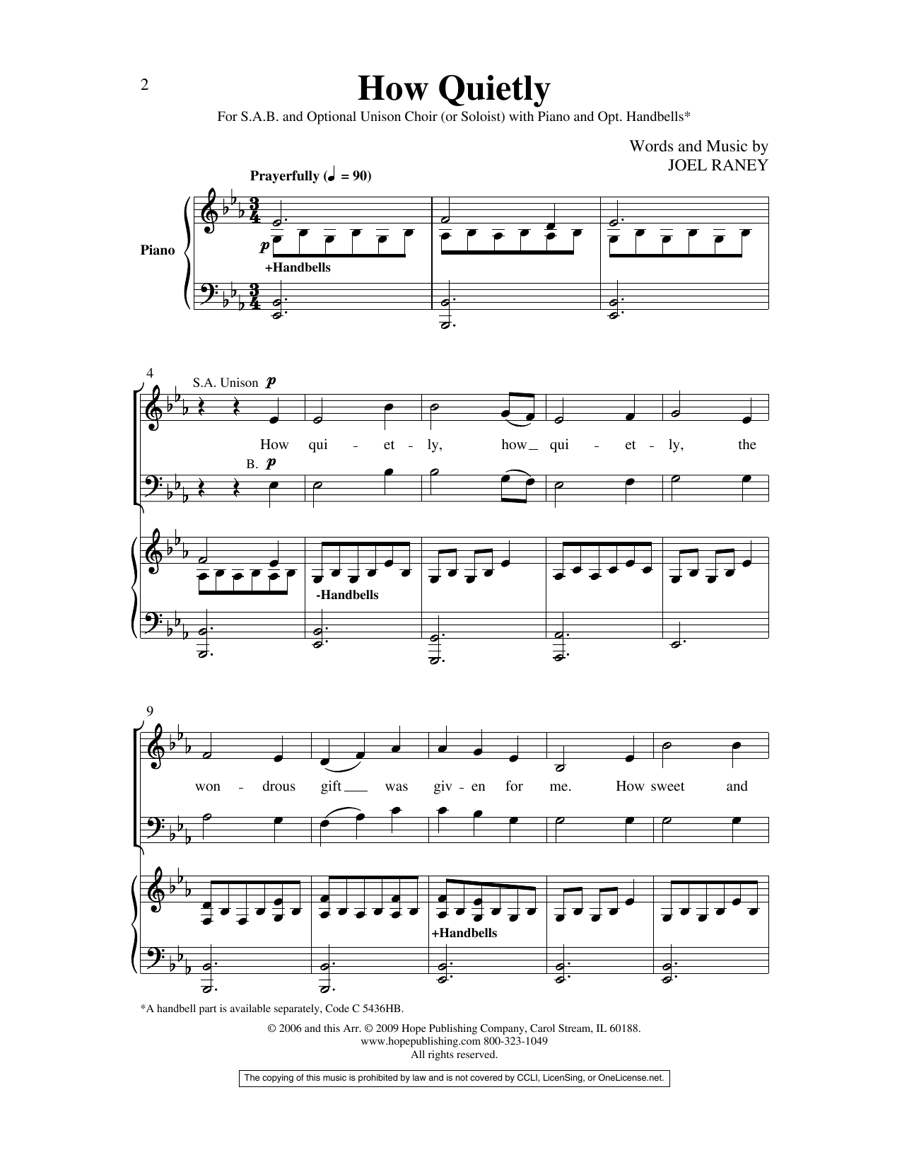 Download Joel Raney How Quietly Sheet Music and learn how to play 2-Part Choir PDF digital score in minutes