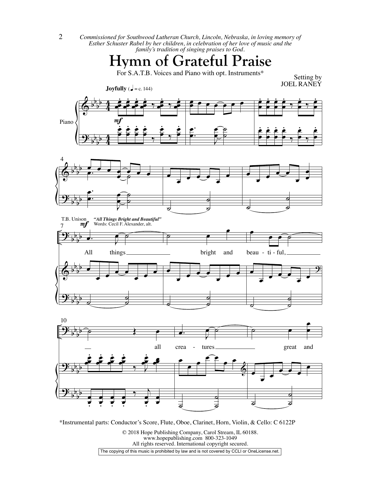 Download Joel Raney Hymn Of Grateful Praise Sheet Music and learn how to play SATB Choir PDF digital score in minutes