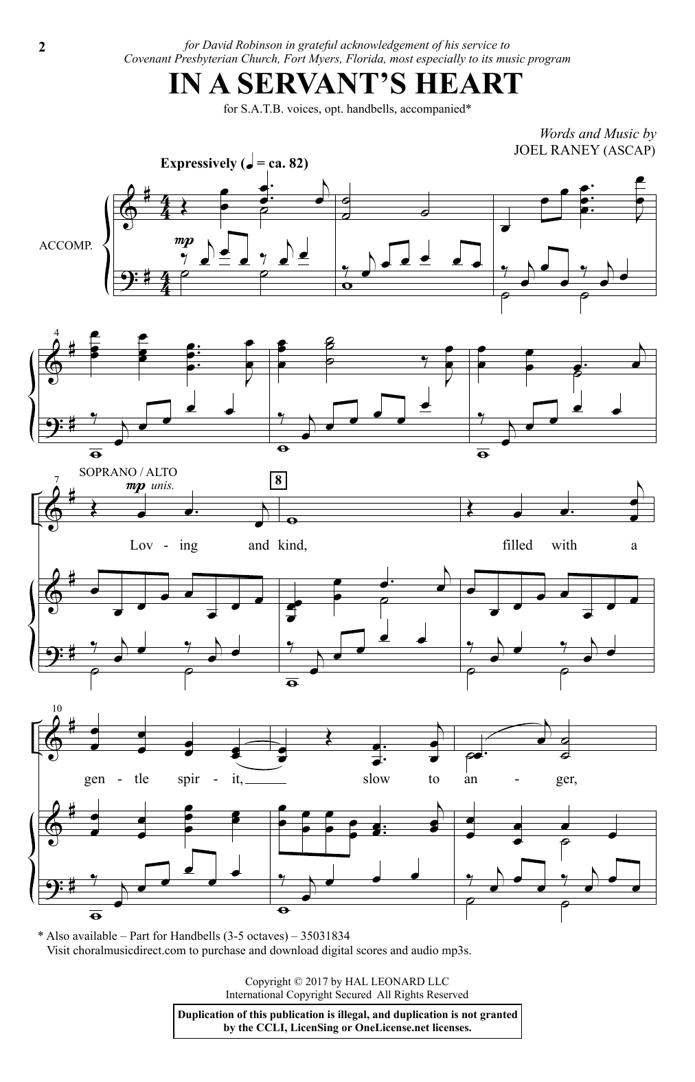 Download Joel Raney In A Servant's Heart Sheet Music and learn how to play SATB PDF digital score in minutes