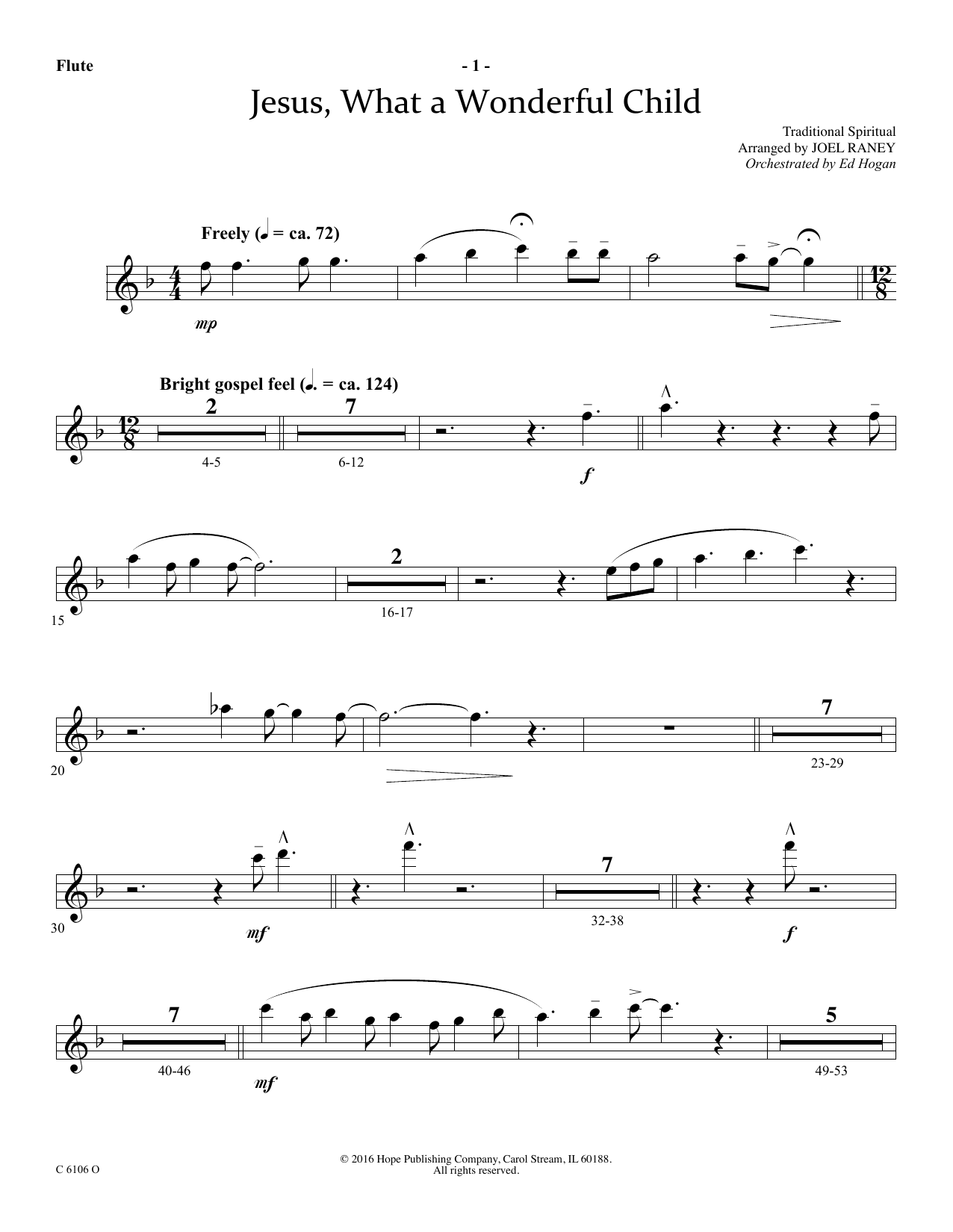 Download Joel Raney Jesus, What a Wonderful Child - Flute Sheet Music and learn how to play Choir Instrumental Pak PDF digital score in minutes