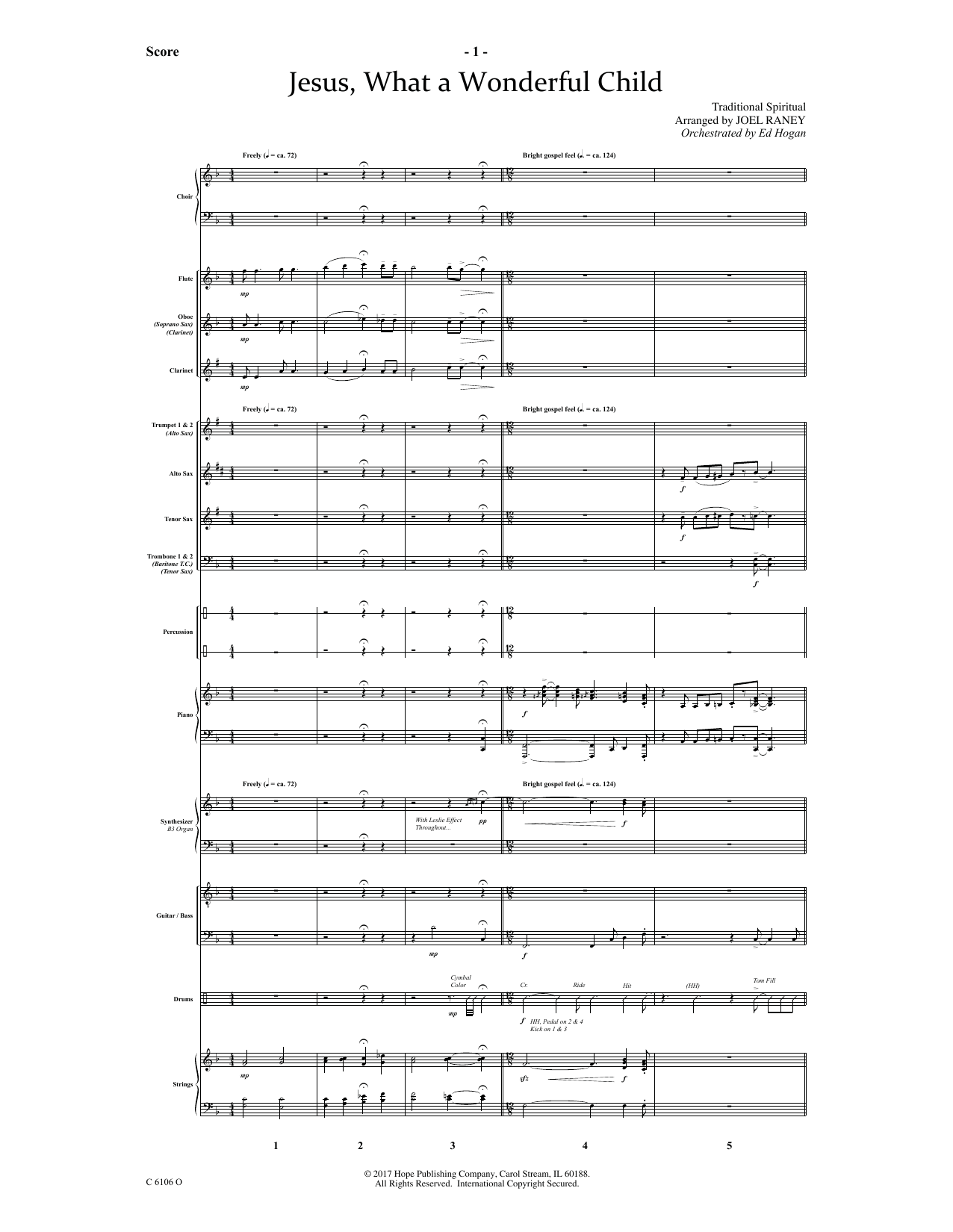 Download Joel Raney Jesus, What a Wonderful Child - Full Score Sheet Music and learn how to play Choir Instrumental Pak PDF digital score in minutes