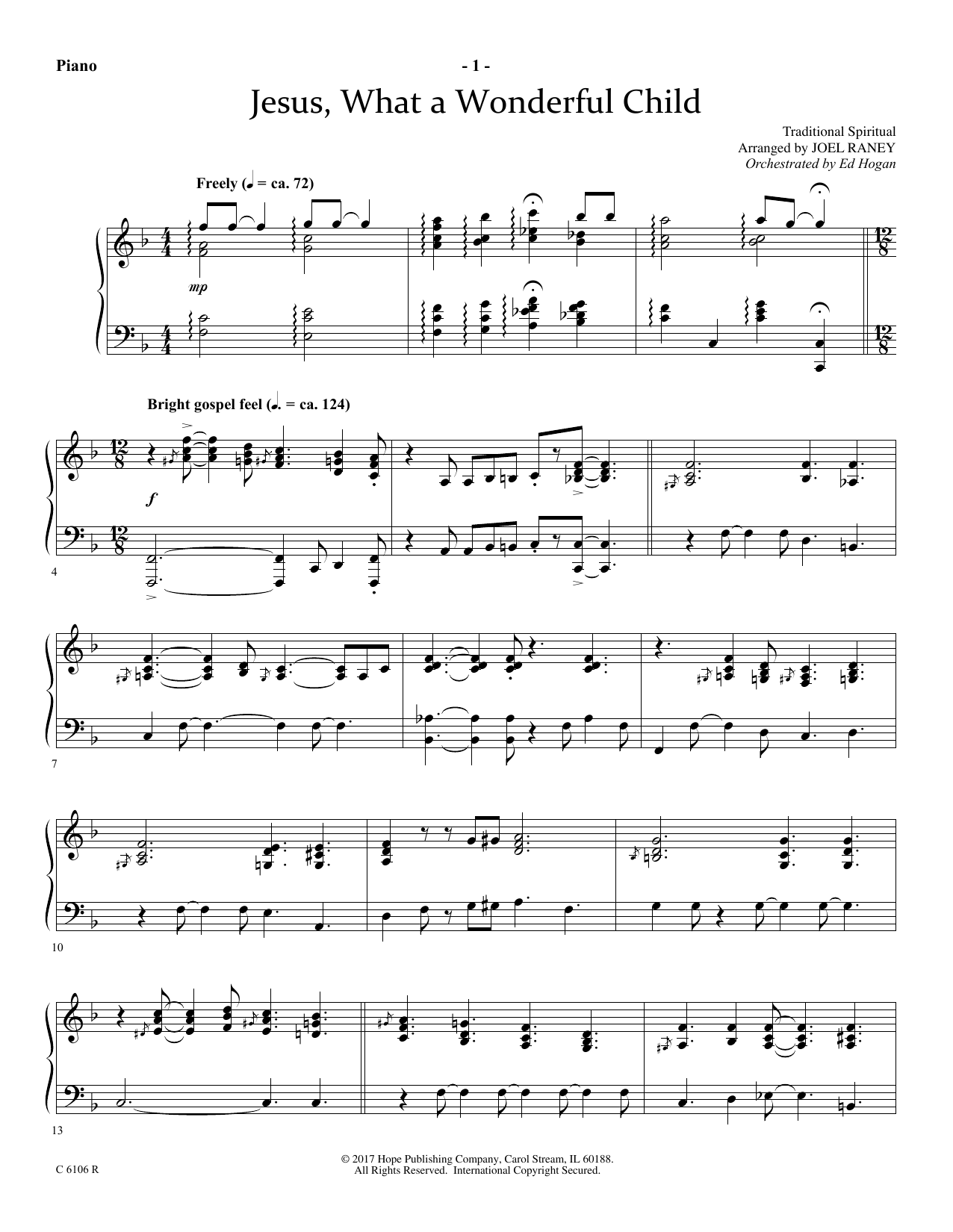 Download Joel Raney Jesus, What a Wonderful Child - Piano Sheet Music and learn how to play Choir Instrumental Pak PDF digital score in minutes