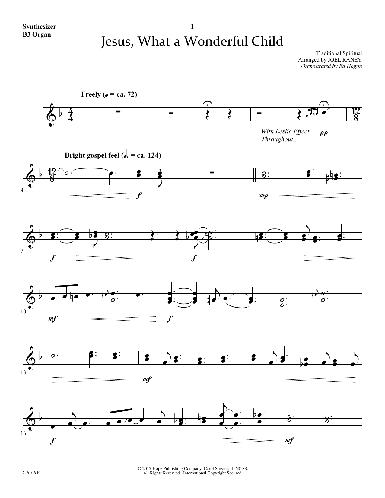 Download Joel Raney Jesus, What a Wonderful Child - Synthesizer Sheet Music and learn how to play Choir Instrumental Pak PDF digital score in minutes