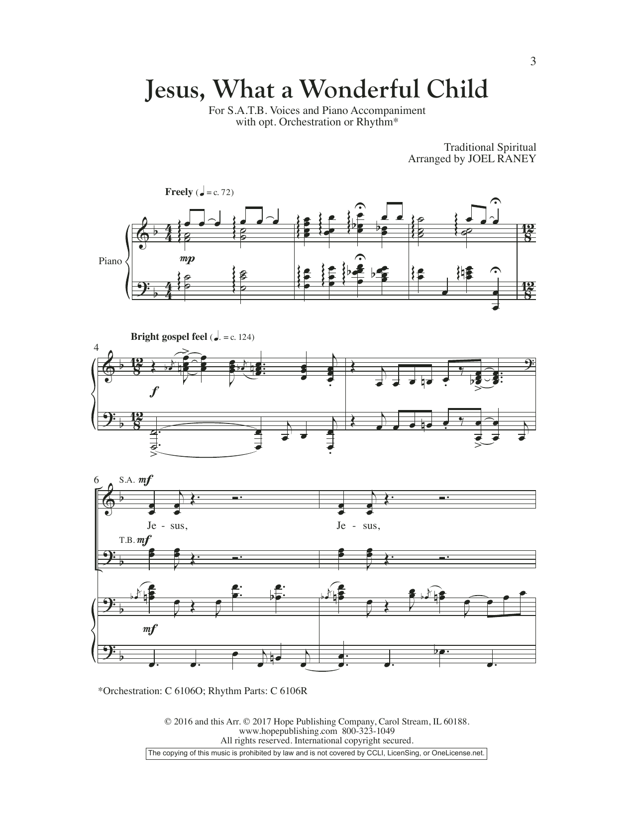 Download Joel Raney Jesus, What a Wonderful Child Sheet Music and learn how to play SATB Choir PDF digital score in minutes