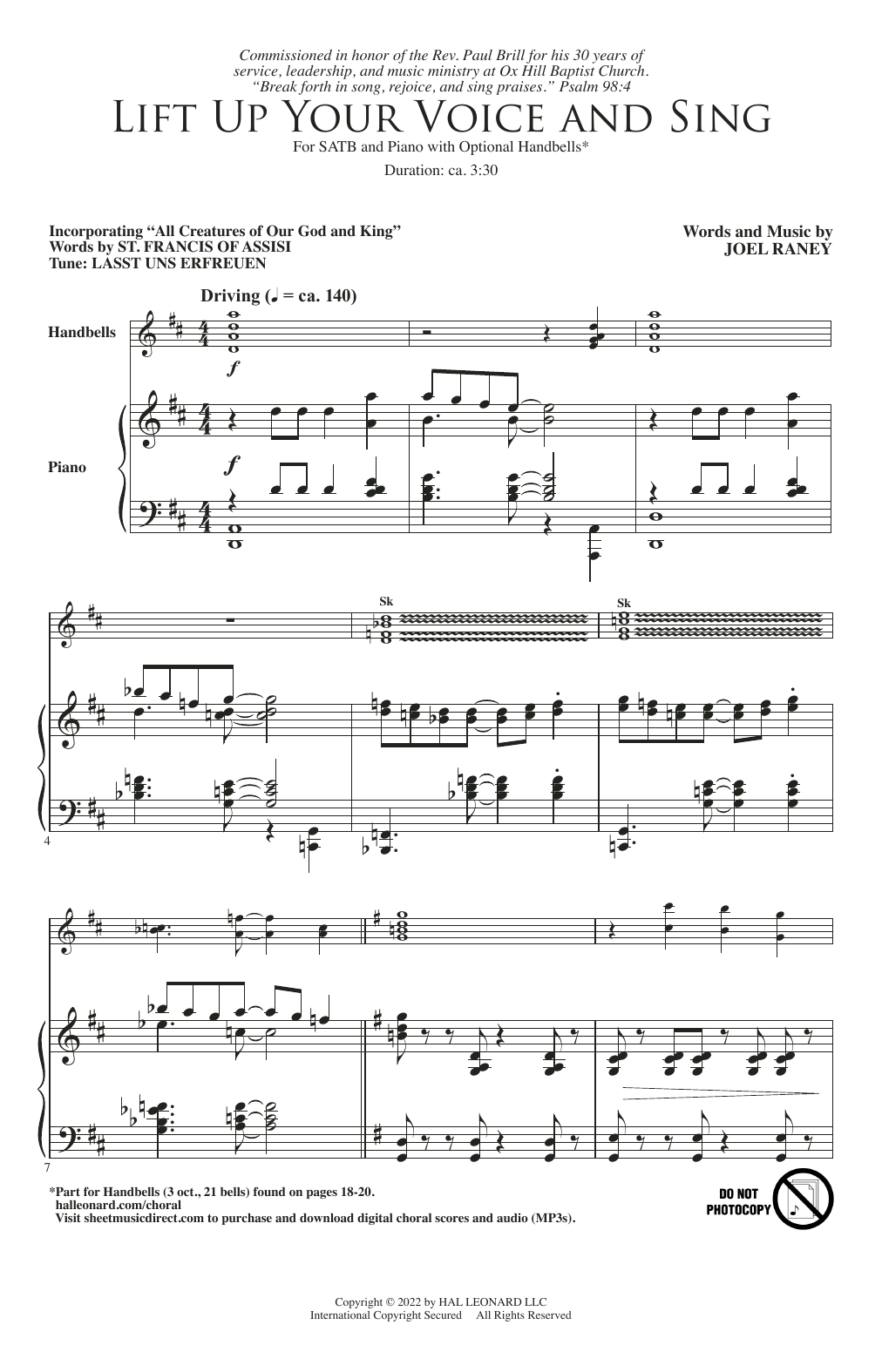 Download Joel Raney Lift Up Your Voice And Sing Sheet Music and learn how to play SATB Choir PDF digital score in minutes