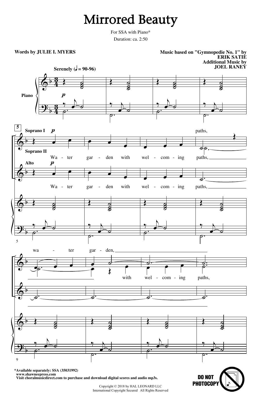 Download Joel Raney Mirrored Beauty Sheet Music and learn how to play SSA PDF digital score in minutes