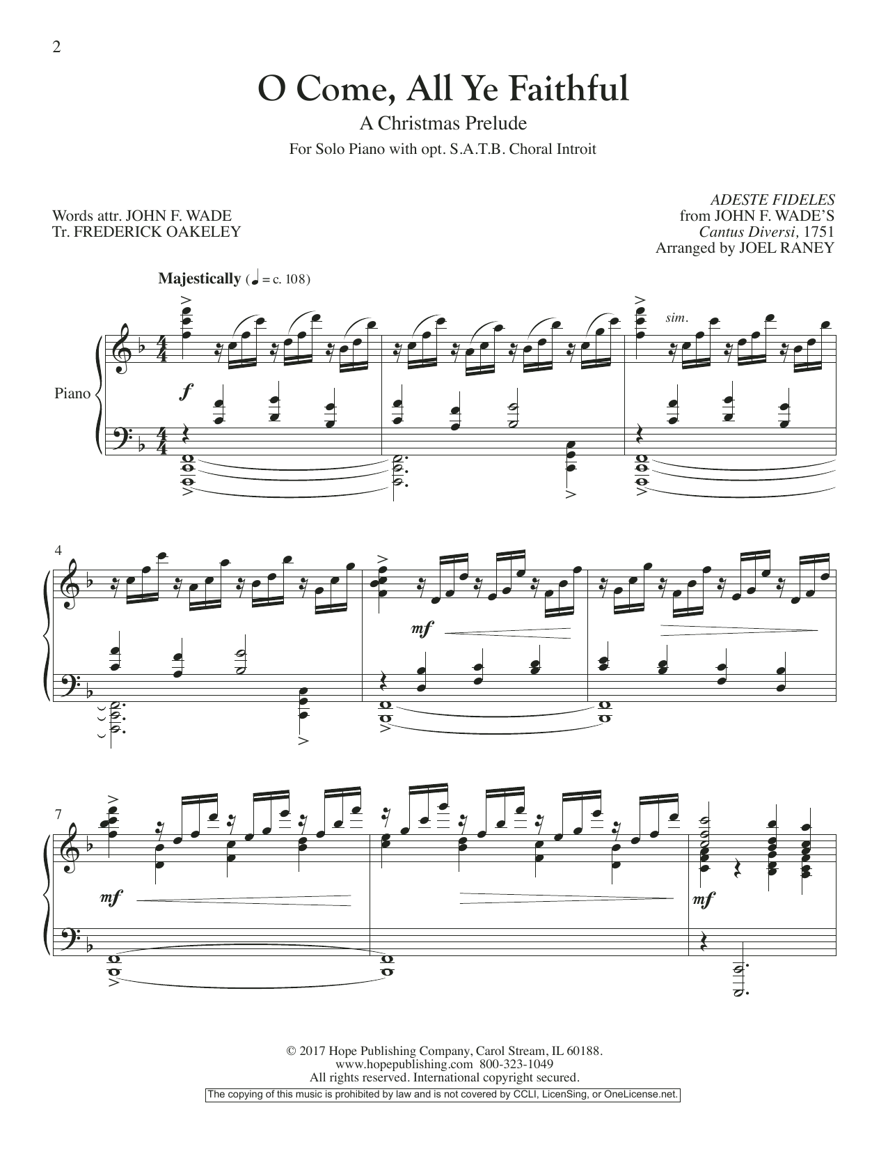 Download Joel Raney O Come, All Ye Faithful (opt. SATB Choral Introit) Sheet Music and learn how to play Piano Solo PDF digital score in minutes