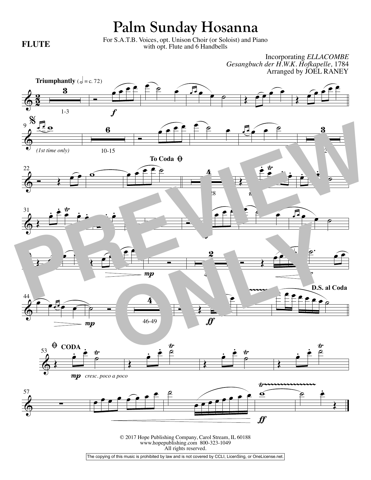 Download Joel Raney Palm Sunday Hosanna - Flute Sheet Music and learn how to play Choir Instrumental Pak PDF digital score in minutes