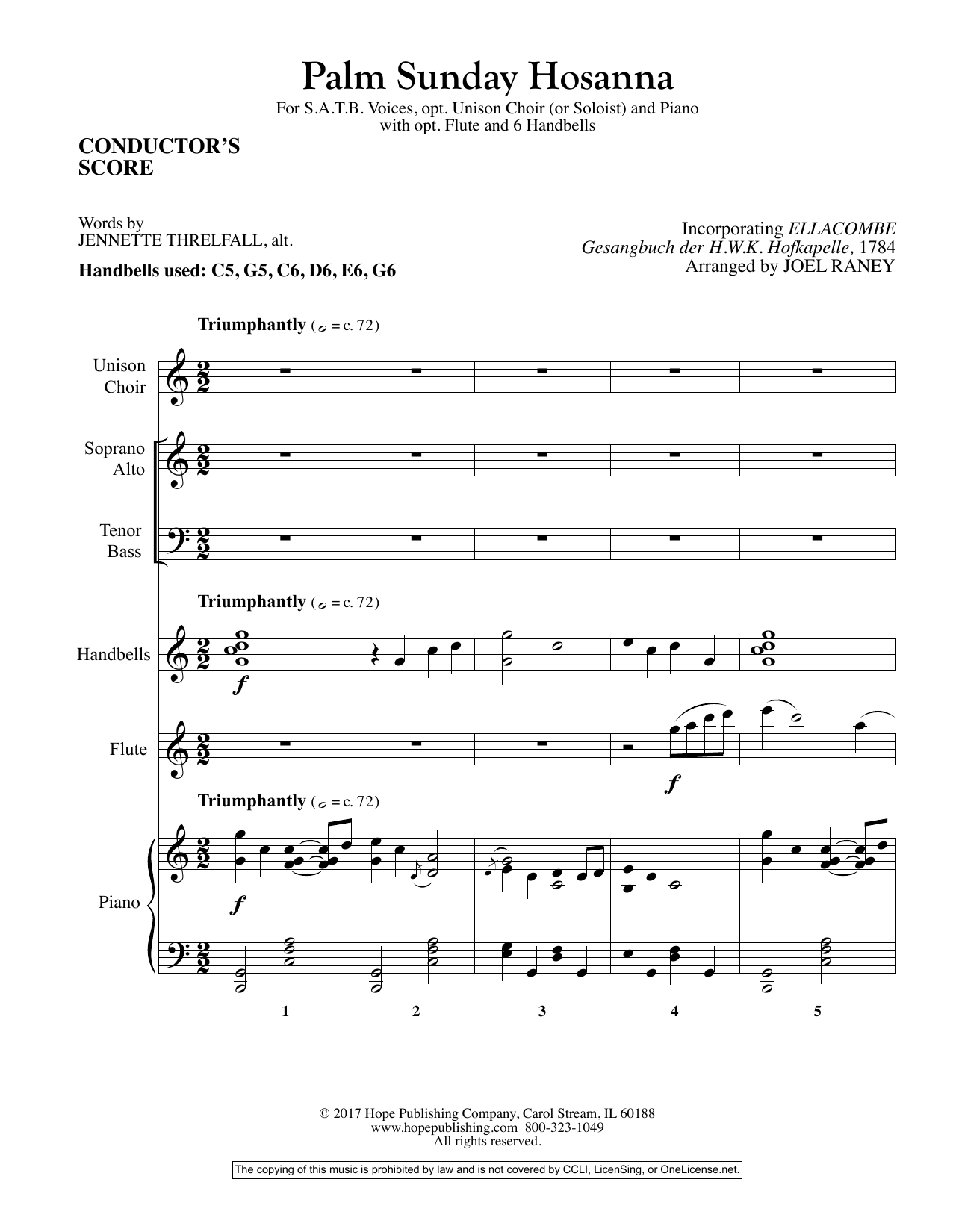 Download Joel Raney Palm Sunday Hosanna - Full Score Sheet Music and learn how to play Choir Instrumental Pak PDF digital score in minutes
