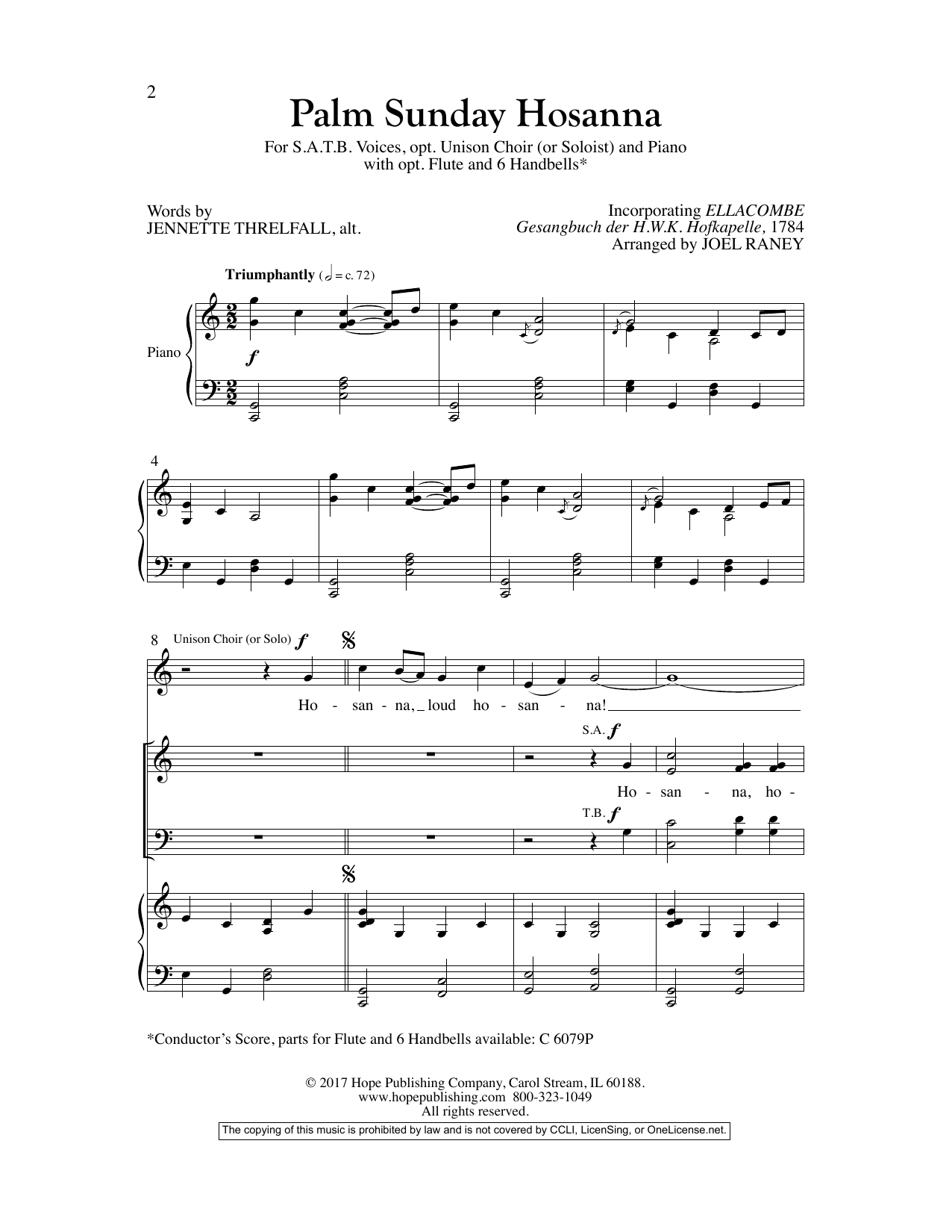 Download Joel Raney Palm Sunday Hosanna Sheet Music and learn how to play SATB Choir PDF digital score in minutes