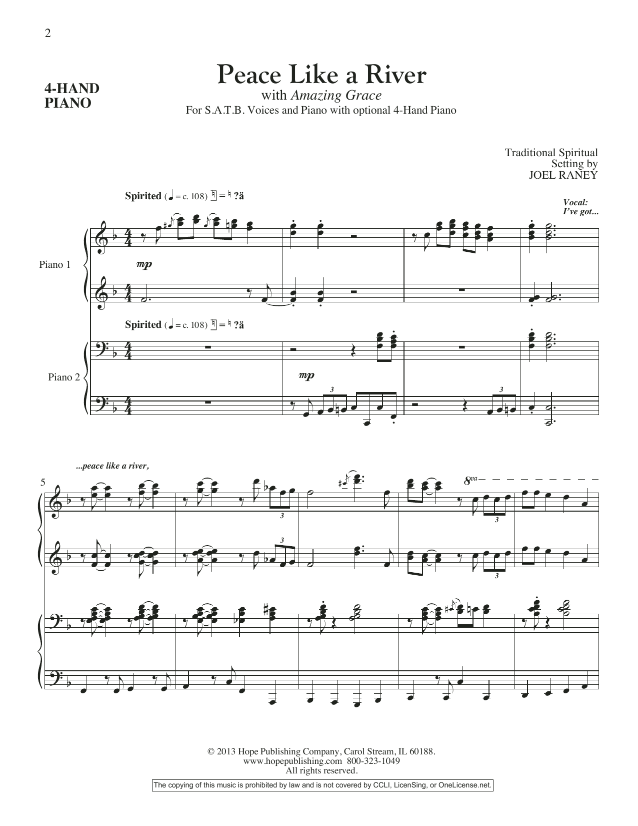 Download Joel Raney Peace Like A River - Piano Accompaniment Sheet Music and learn how to play Choir Instrumental Pak PDF digital score in minutes