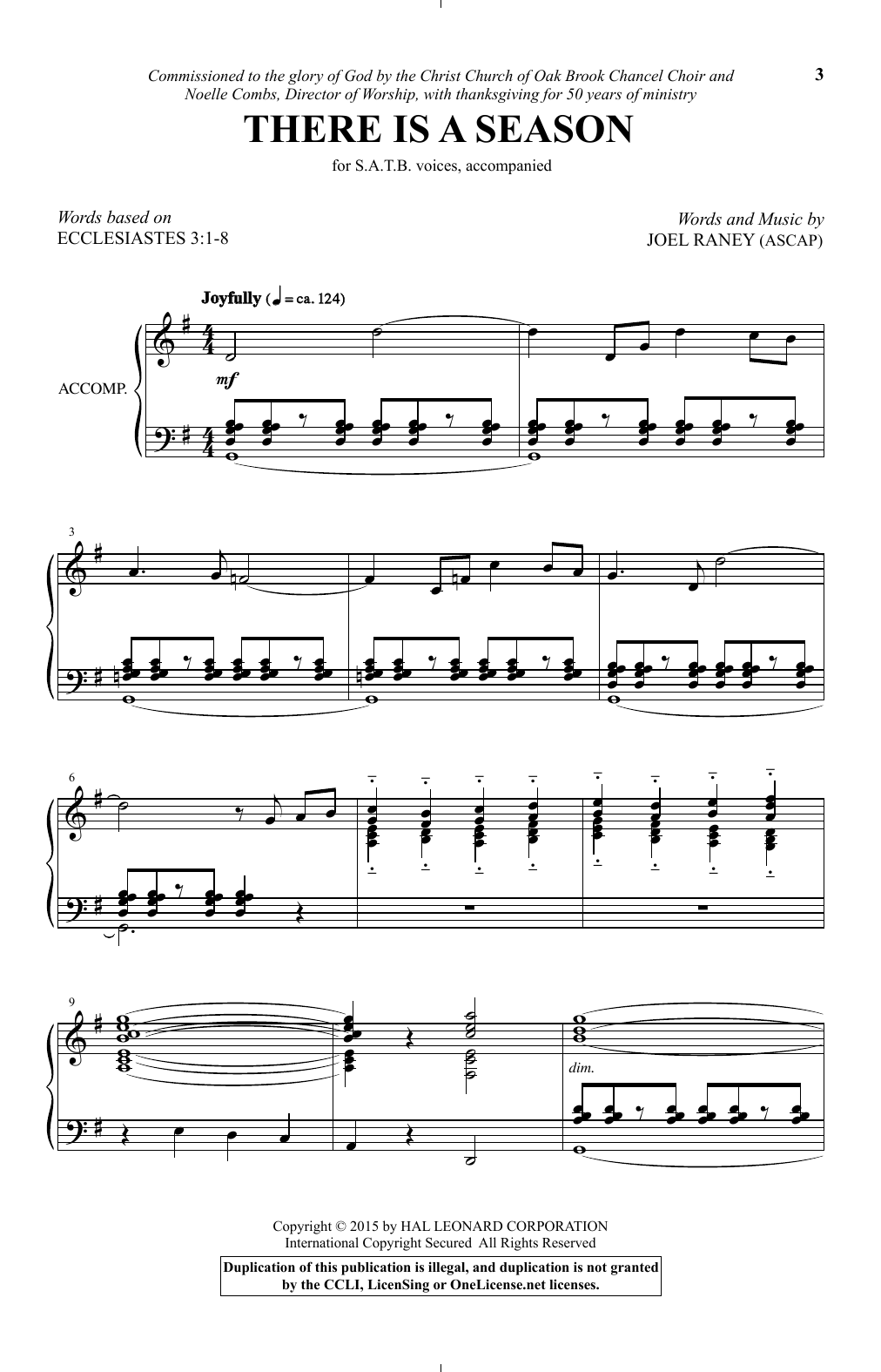 Download Joel Raney There Is A Season Sheet Music and learn how to play SATB PDF digital score in minutes