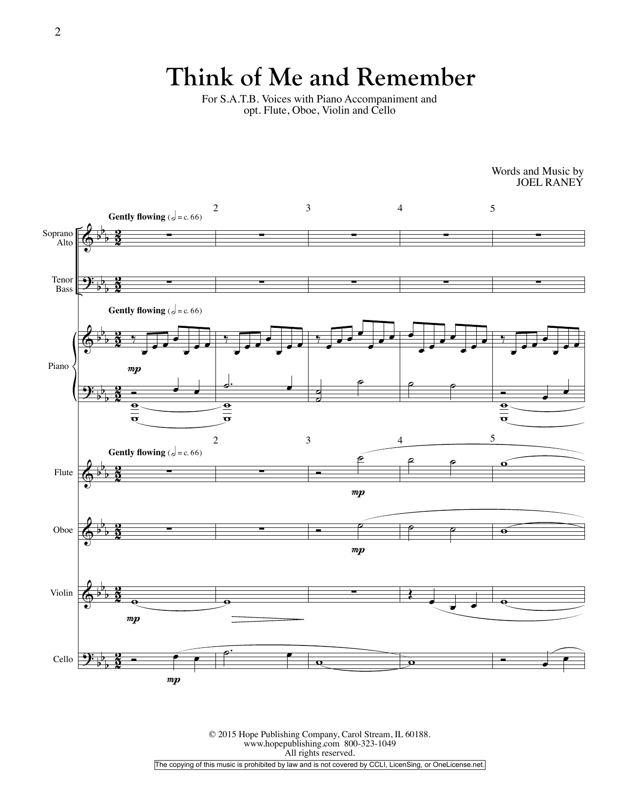 Download Joel Raney Think Of Me And Remember - Full Score Sheet Music and learn how to play Choir Instrumental Pak PDF digital score in minutes