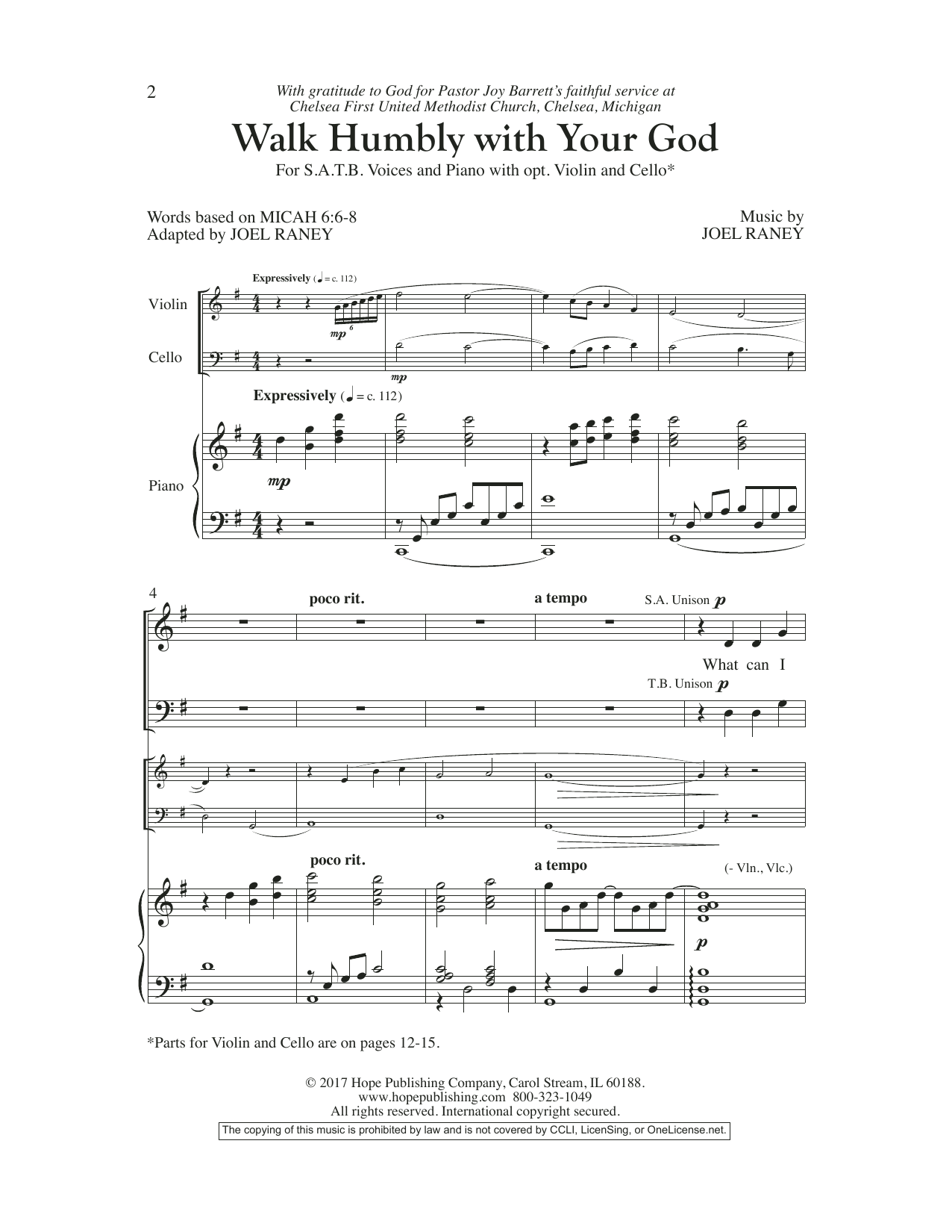 Download Joel Raney Walk Humbly With Your God Sheet Music and learn how to play SATB Choir PDF digital score in minutes