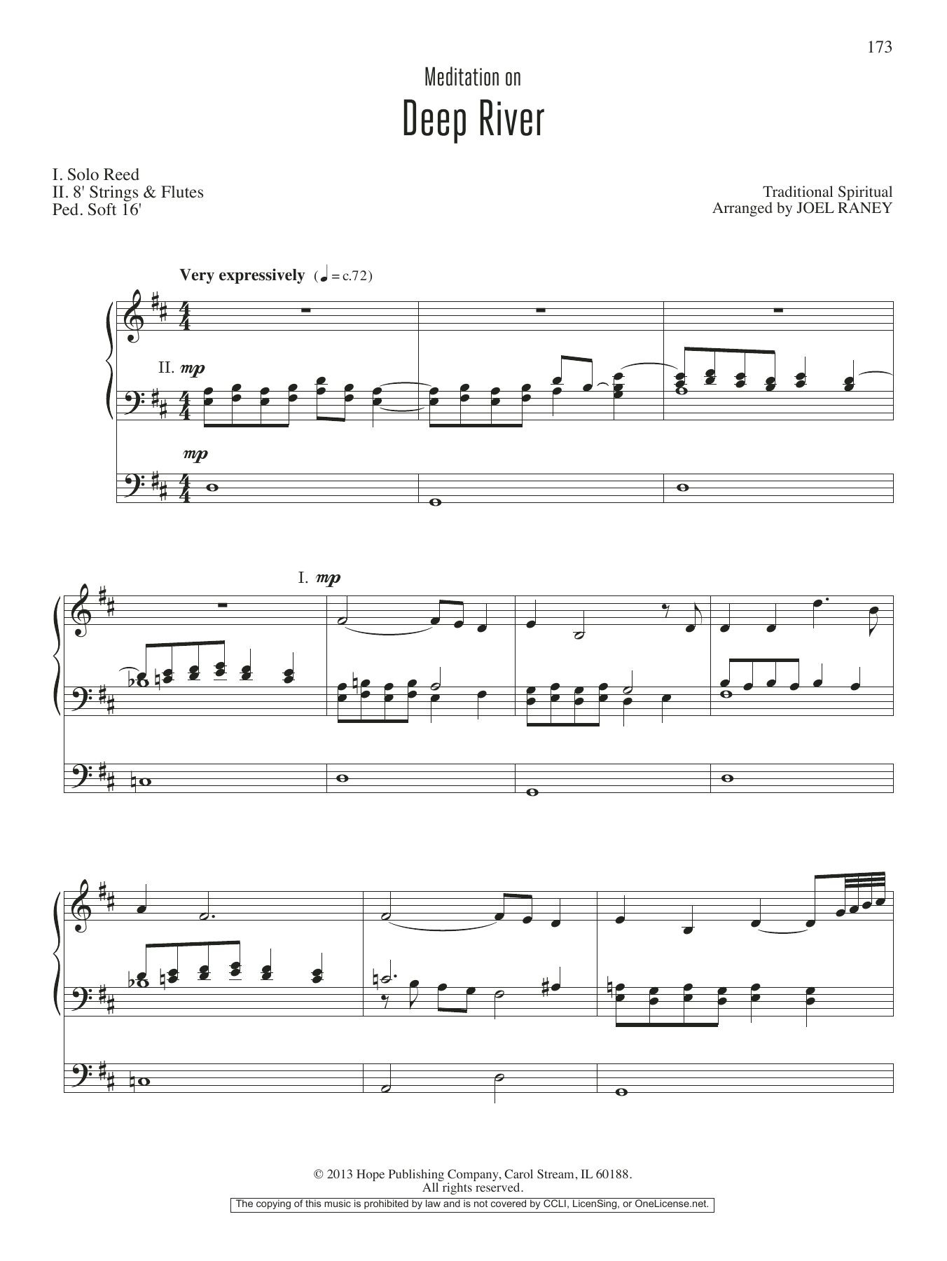 Download JOEL RAYNEY Deep River Sheet Music and learn how to play Organ PDF digital score in minutes