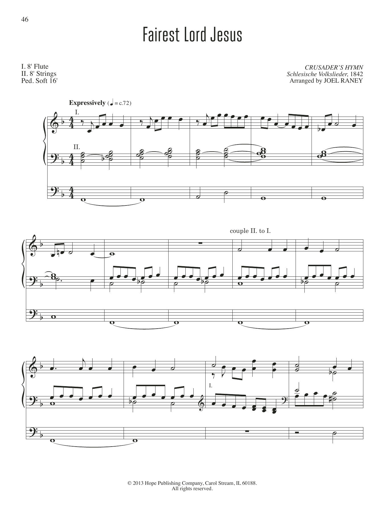 Download JOEL RAYNEY Fairest Lord Jesus Sheet Music and learn how to play Organ PDF digital score in minutes