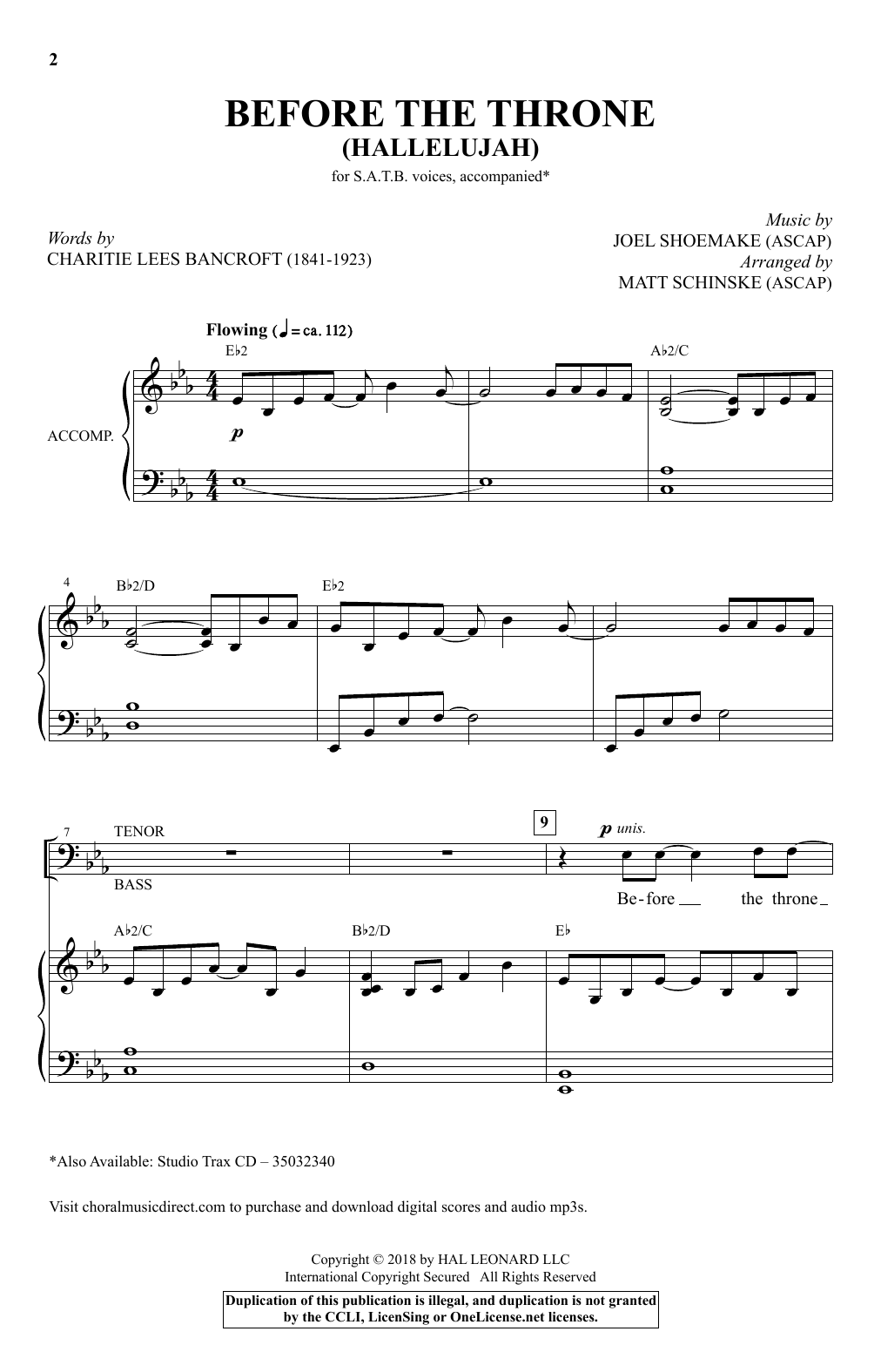 Download Joel Shoemake Before The Throne (Hallelujah) (arr. Matt Schinske) Sheet Music and learn how to play SATB Choir PDF digital score in minutes