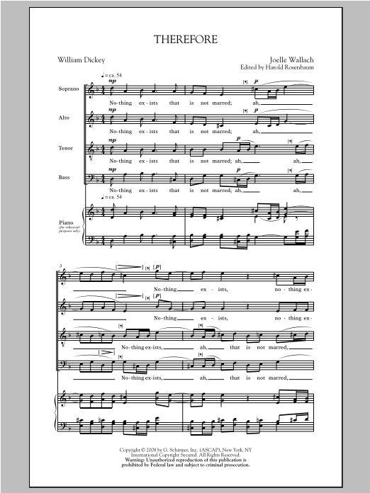 Download Joelle Wallach Therefore Sheet Music and learn how to play SATB PDF digital score in minutes