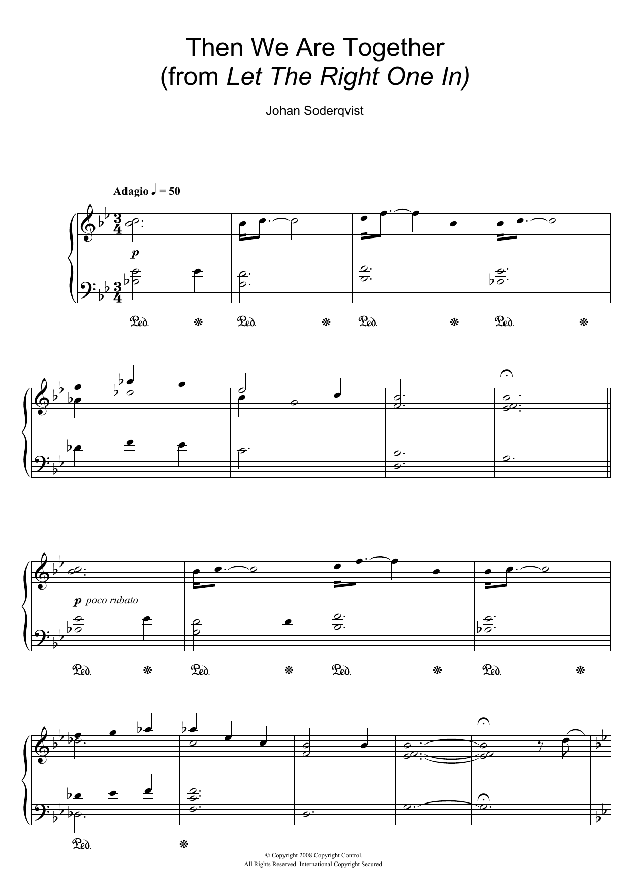 Download Johan Soderqvist Then We Are Together (from Let The Right One In) Sheet Music and learn how to play Piano PDF digital score in minutes