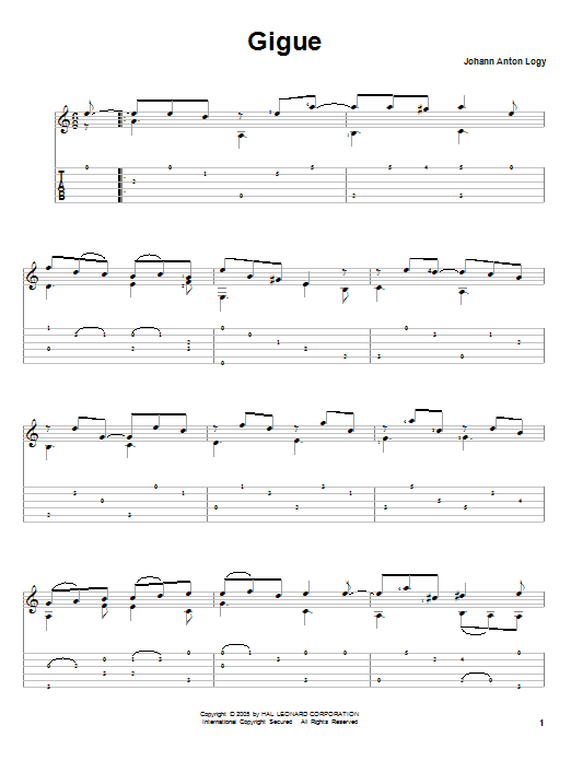 Download Johann Anton Logy Gigue Sheet Music and learn how to play Guitar Tab PDF digital score in minutes