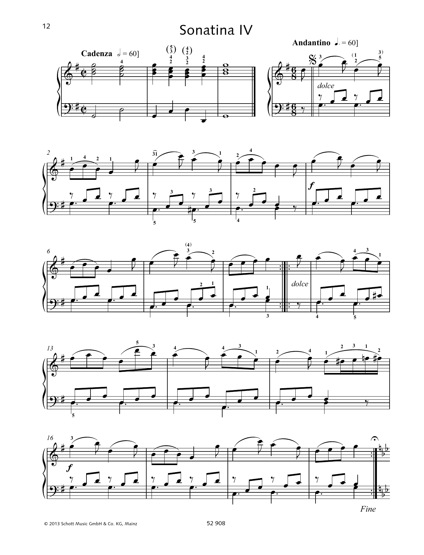 Download Johann Baptist Vanhal Sonatina IV Sheet Music and learn how to play Piano Solo PDF digital score in minutes